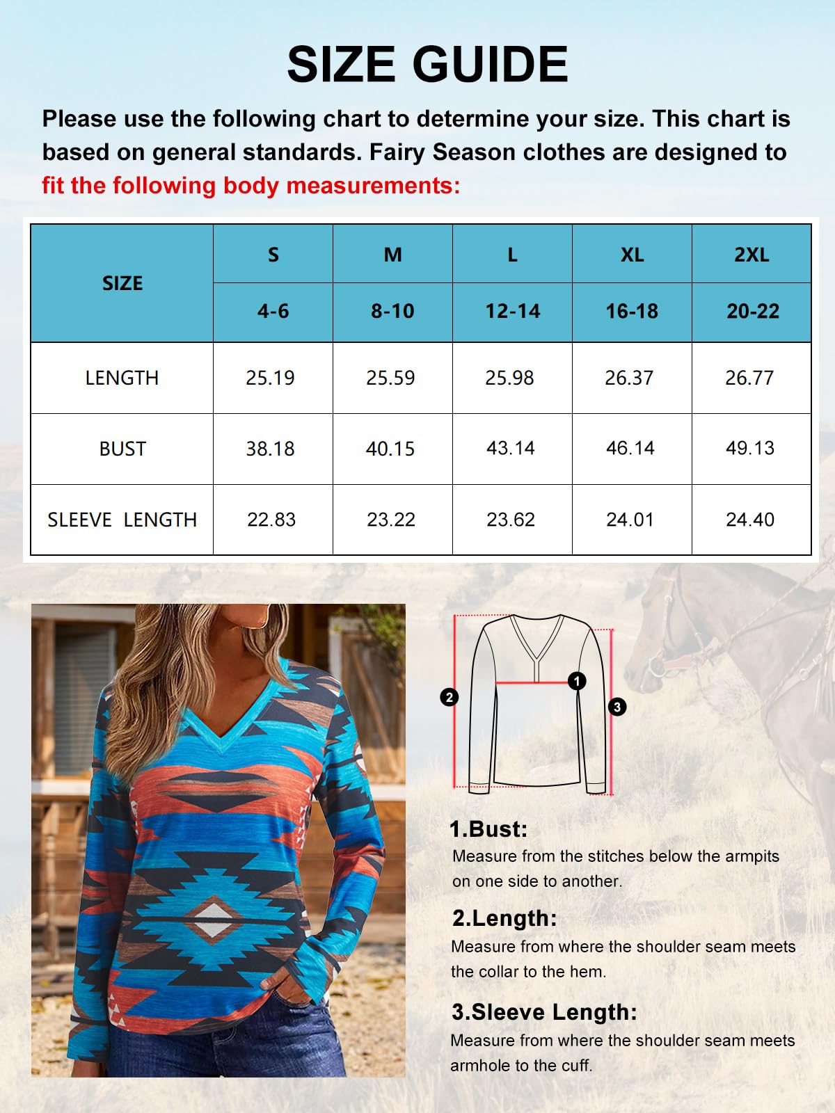 Womens Long Sleeve T Shirts Aztec Cow Print Western Henley Tops Ladies Graphic Tees Casual V Neck Loose Fit Blouse