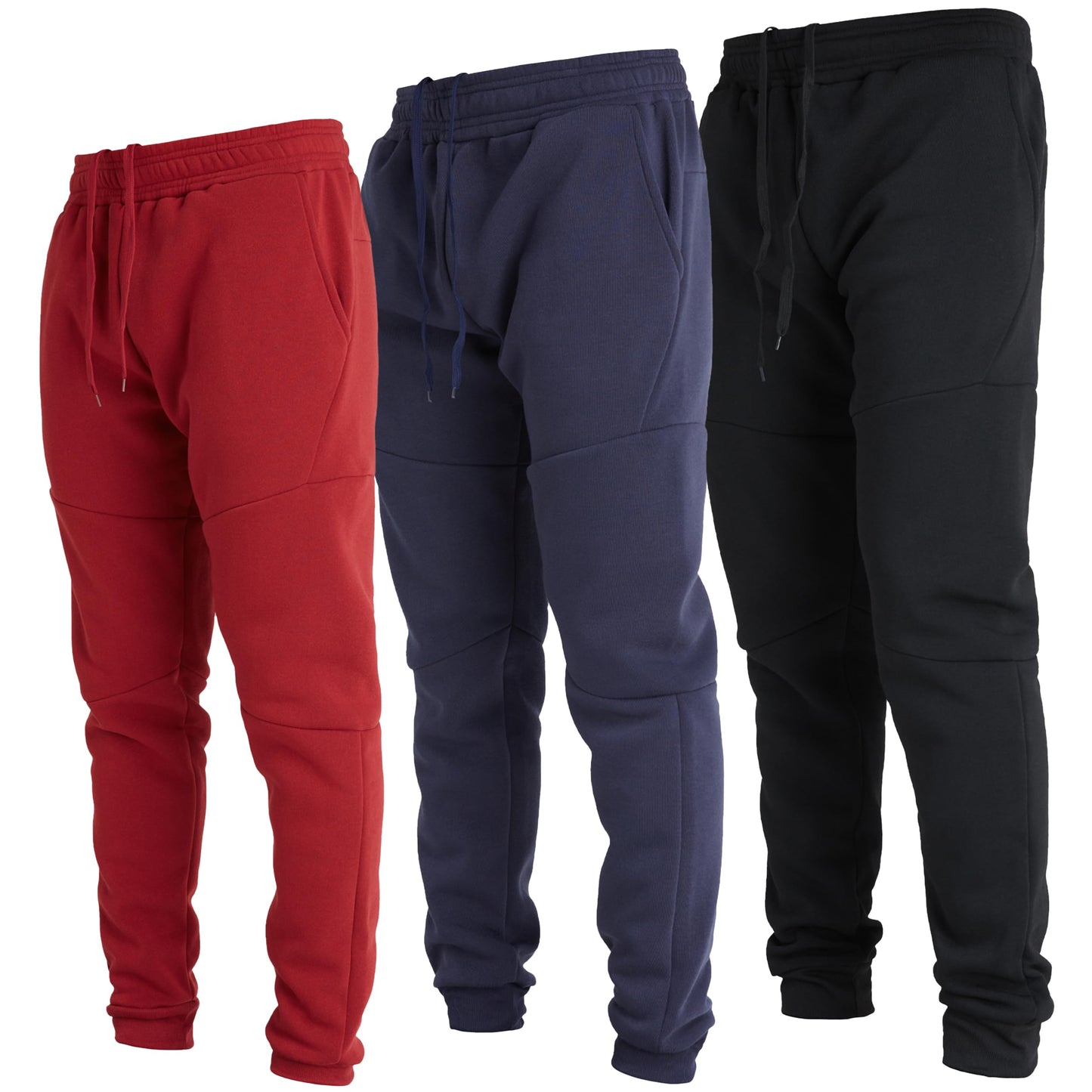 Ultra Performance 3 Pack Fleece Active Tech Joggers for Men, Mens Sweatpants with Zipper Pockets