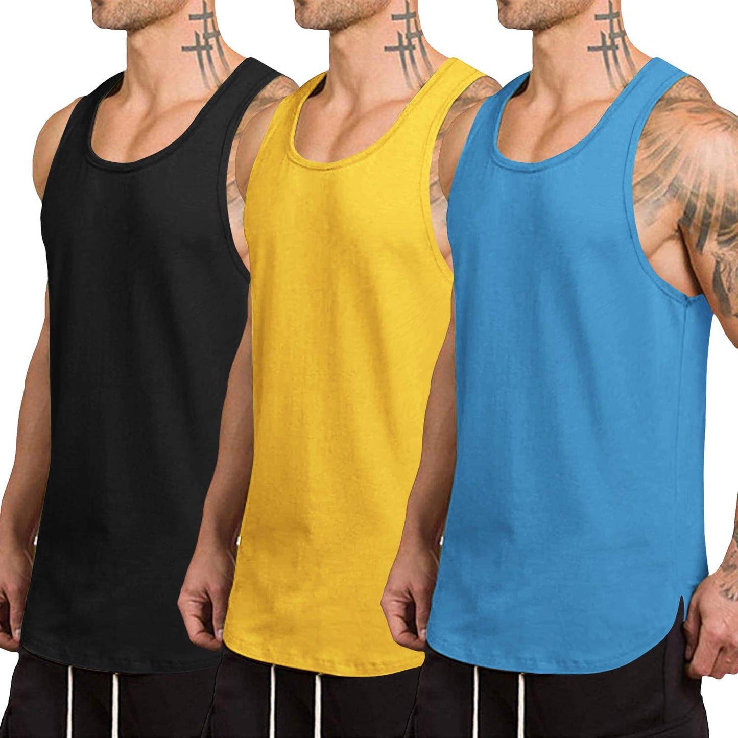 COOFANDY Men's 3 Pack Quick Dry Workout Tank Top Gym Muscle Tee Fitness Bodybuilding Sleeveless T Shirt