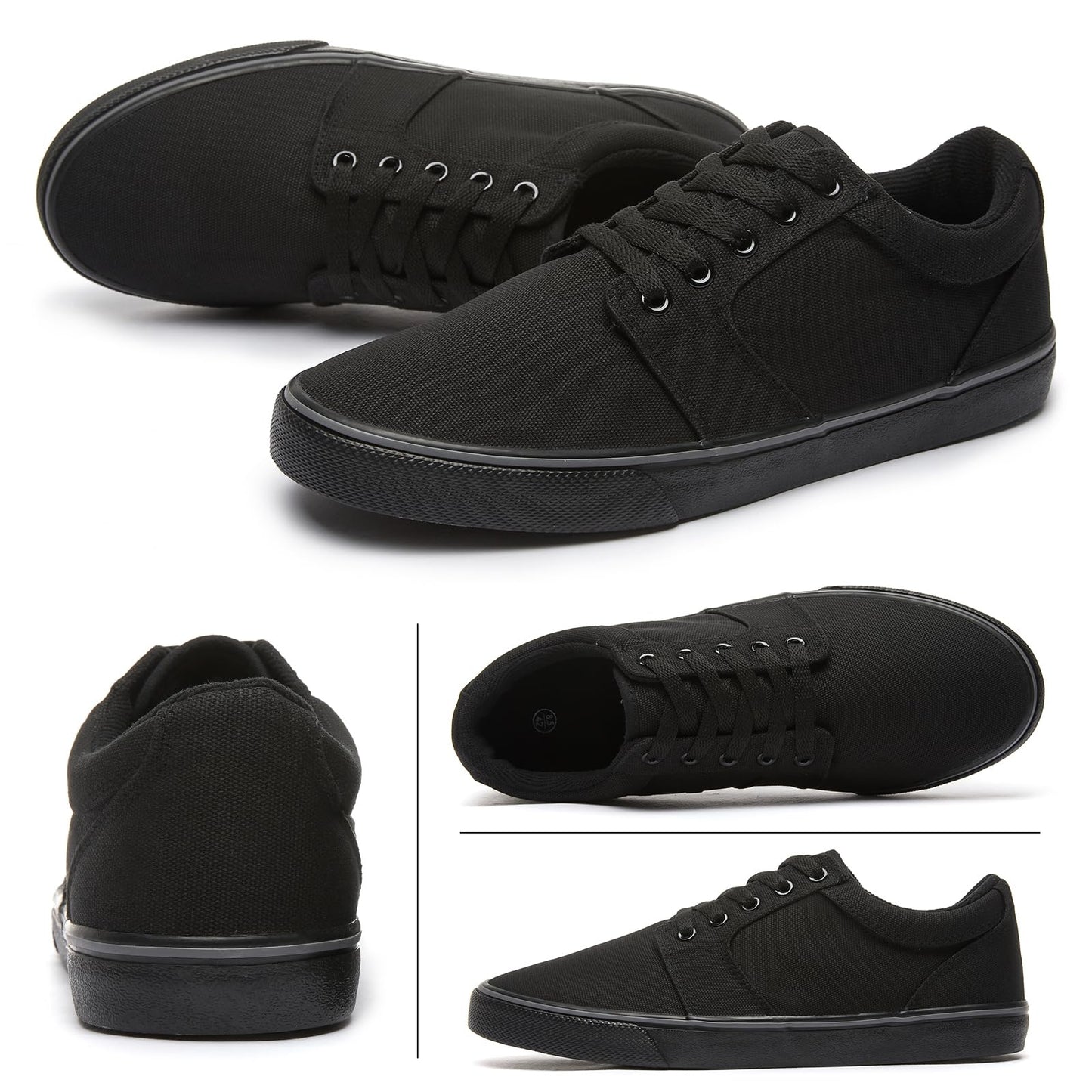 BENPAO Mens White Casual Shoes All Black Fashion Sneakers for Men Low Top Lace Up Canvas Shoes