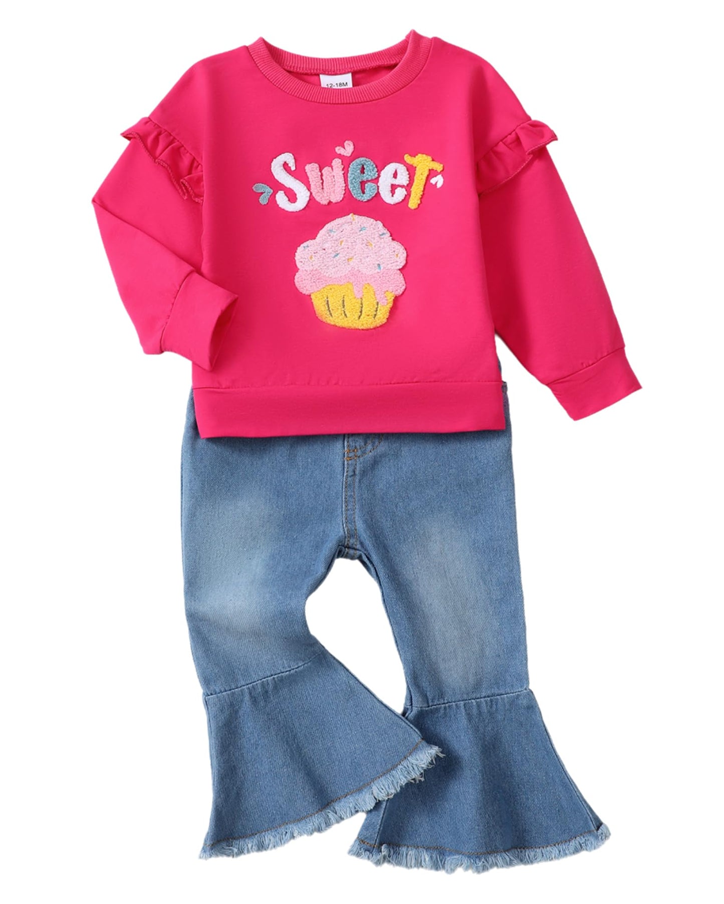 NZRVAWS Baby Girl Clothes Toddler Outfit Infant Shirt Denim Ripped Jeans Pant Set Cothing 6 12 18 24 Months 2 3 4T