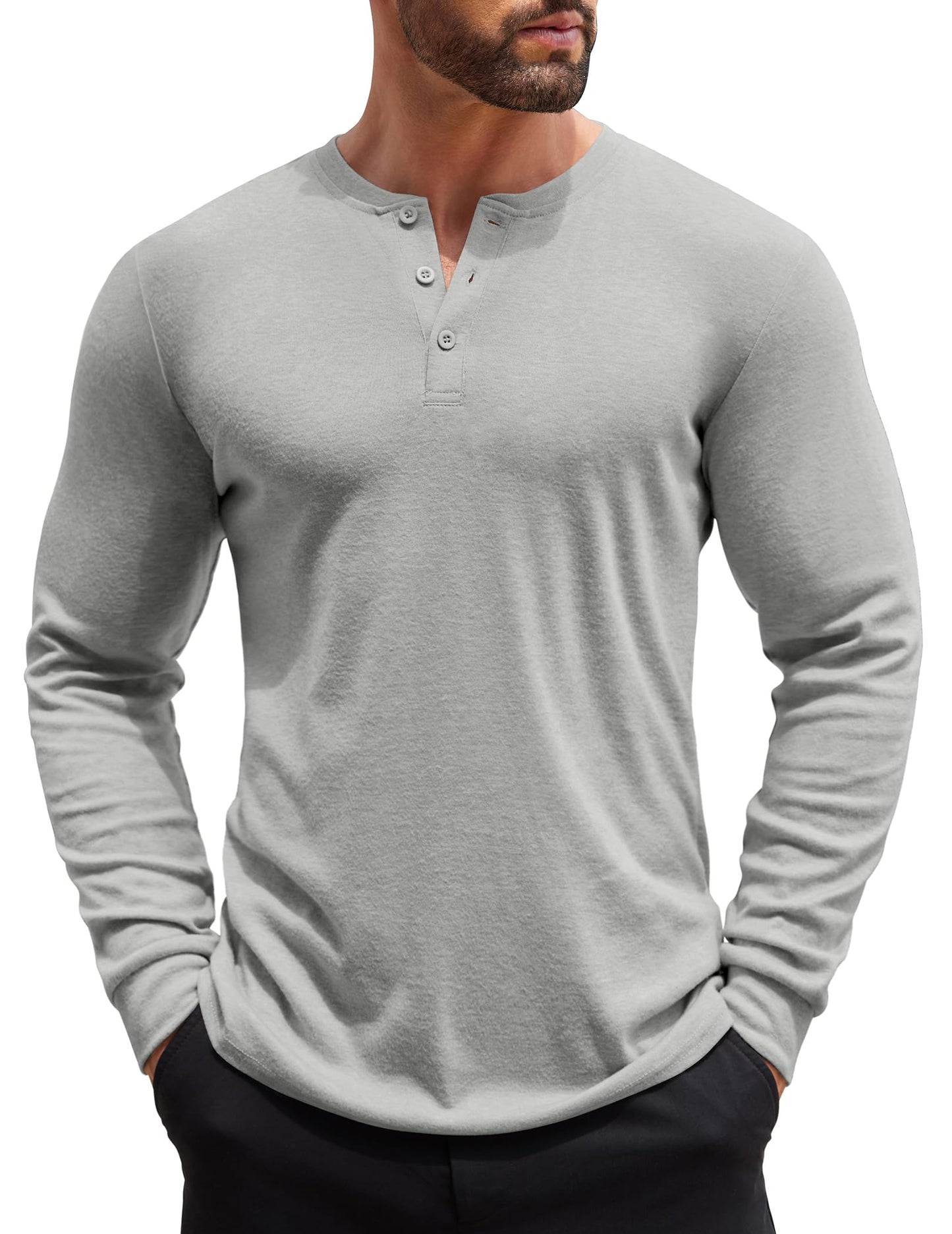 COOFANDY Men's Henley Shirts Long Sleeve Button T-Shirt Lightweight Fashion Casual Pullover Shirt