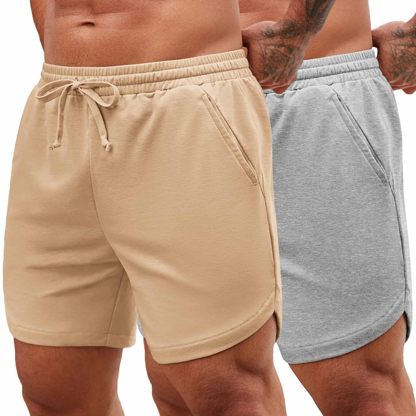 COOFANDY Mens 2 Pack Gym Workout Shorts Muscle Fit Lightweight Training Pants Bodybuilding Sports Jogger with Pockets