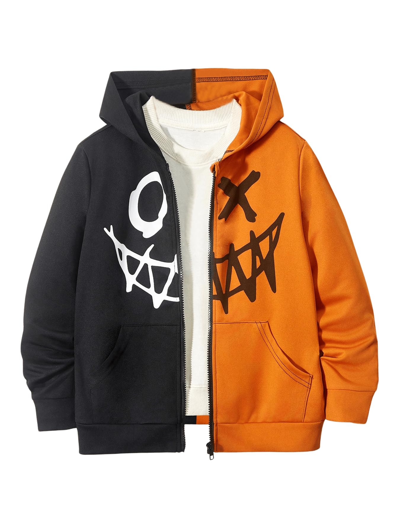 Boys'Zip Up Hoodies Sweatshirt Pullover Tops Graphic Long Sleeve Spring Fall Clothes without Fleece