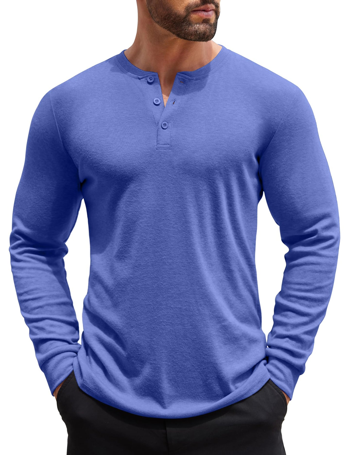 COOFANDY Men's Henley Shirts Long Sleeve Button T-Shirt Lightweight Fashion Casual Pullover Shirt