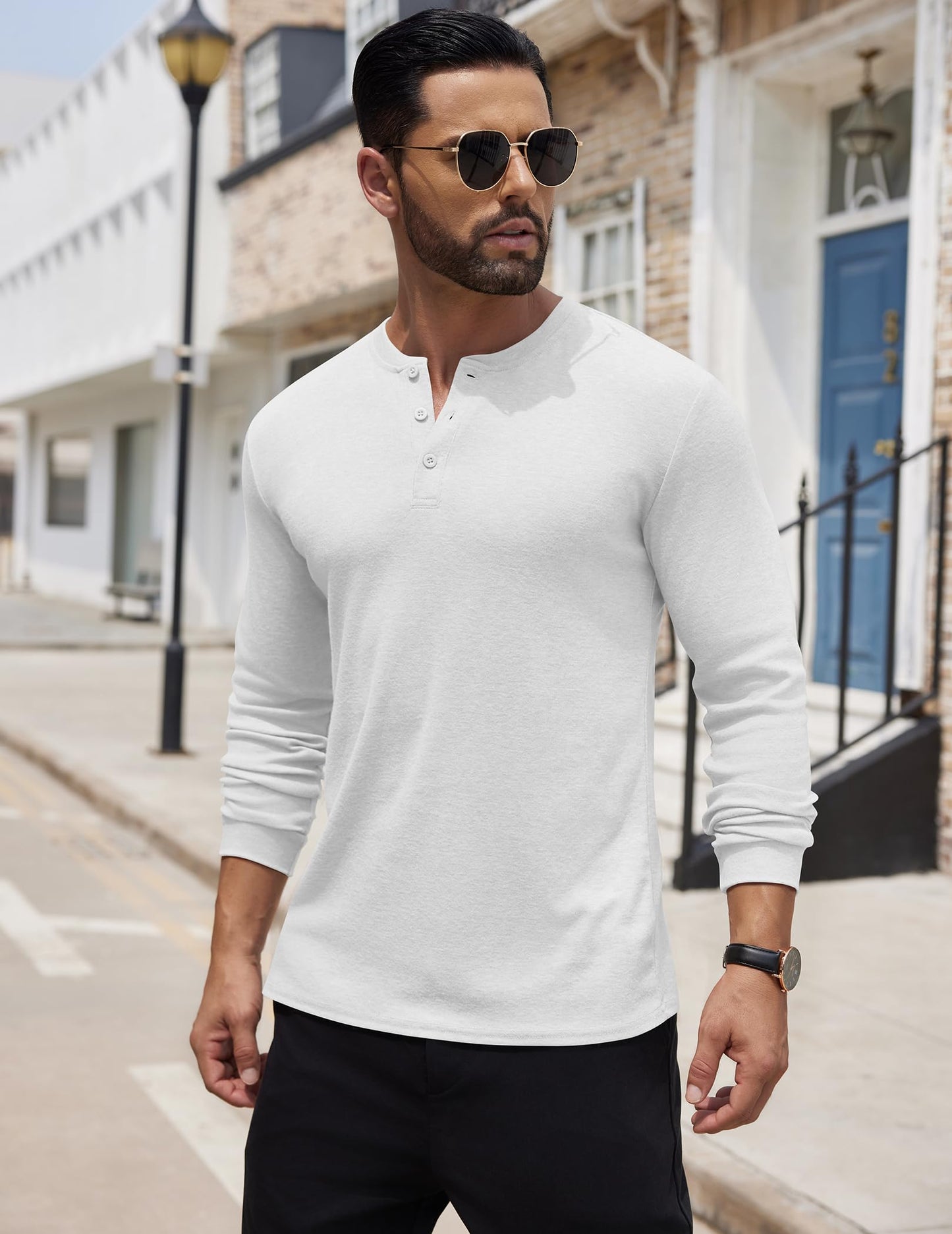 COOFANDY Men's Henley Shirts Long Sleeve Button T-Shirt Lightweight Fashion Casual Pullover Shirt