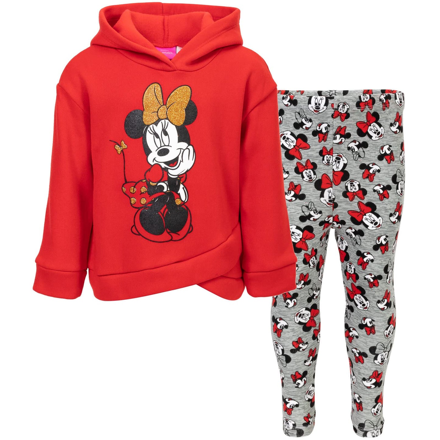 Disney Minnie Mouse Mickey Mouse Pullover Fleece Hoodie and Leggings Outfit Set Infant to Big Kid Sizes (12 Months - 14-16)