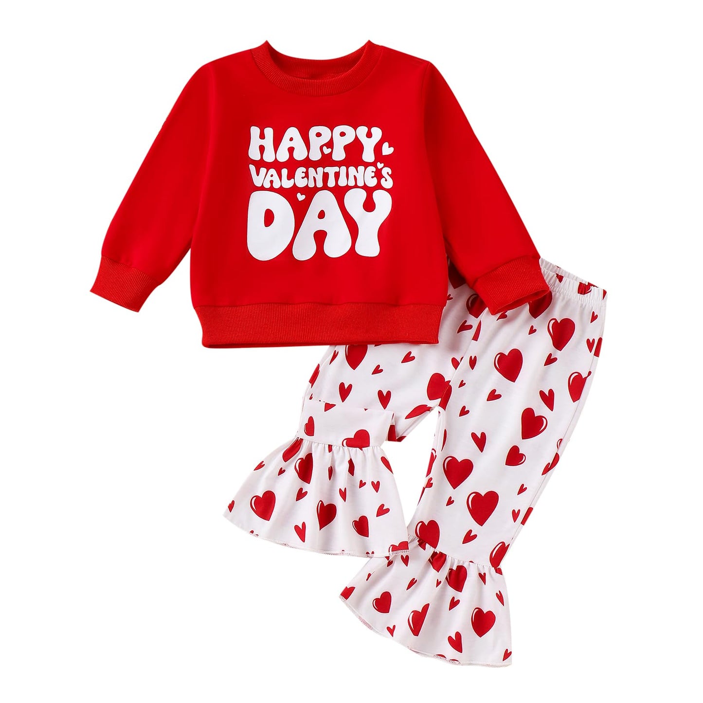 Toddler Kids Girls Clothes Sets Cow Print Long Sleeve Sweatshirt Pullover Flare Pants 2Pcs Fall Winter Outfits