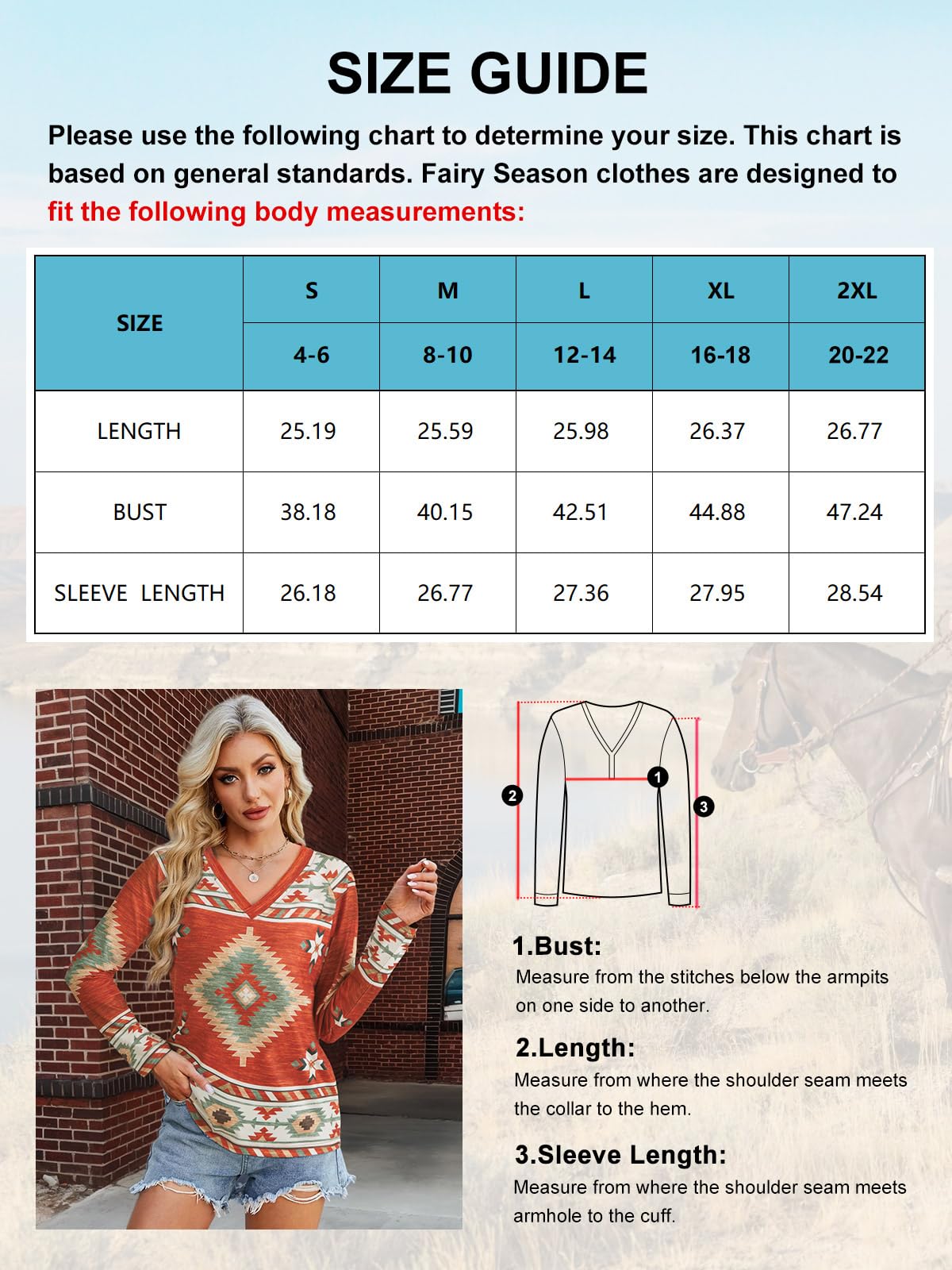 Womens Long Sleeve T Shirts Aztec Cow Print Western Henley Tops Ladies Graphic Tees Casual V Neck Loose Fit Blouse