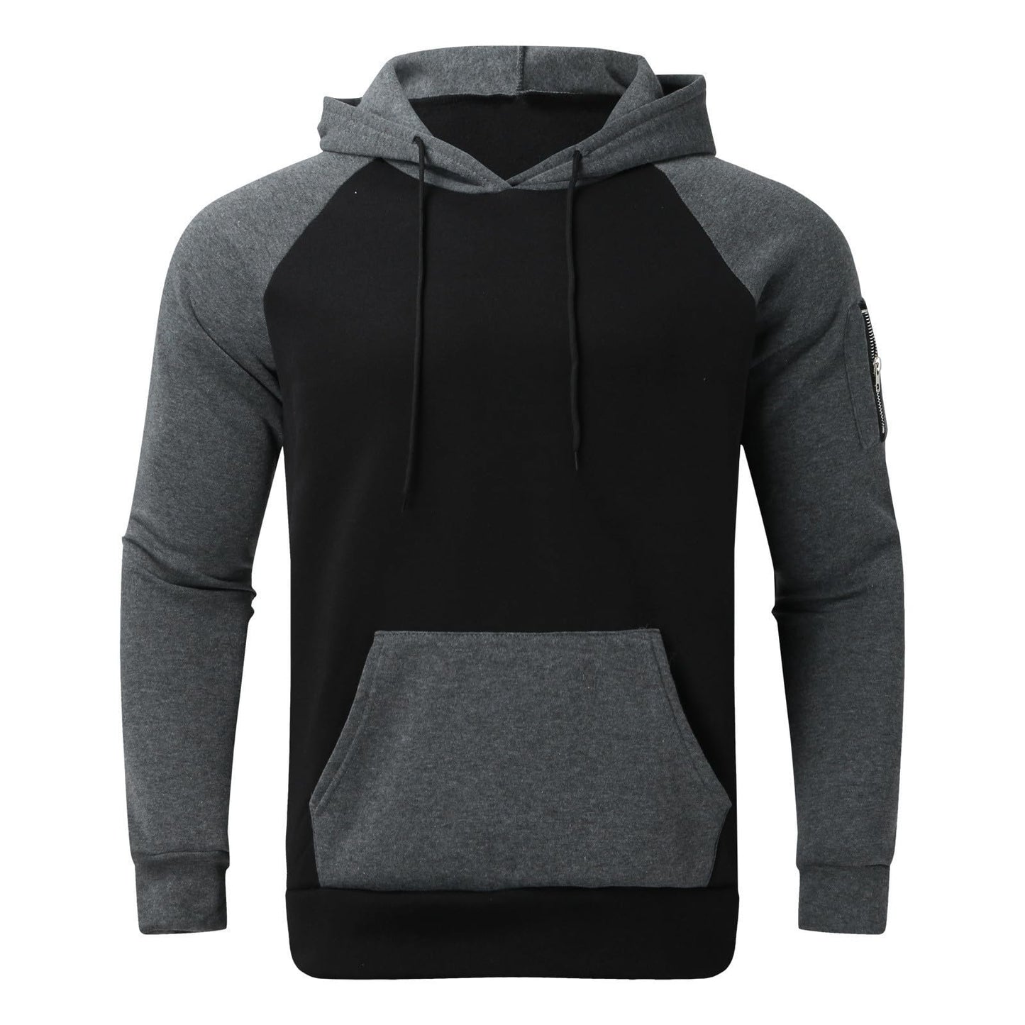 Sweatshirts for Men Trendy Color Block Hoodies Fleece Long Sleeve Hooded Pullover Casual Patchwork Tops with Pocket