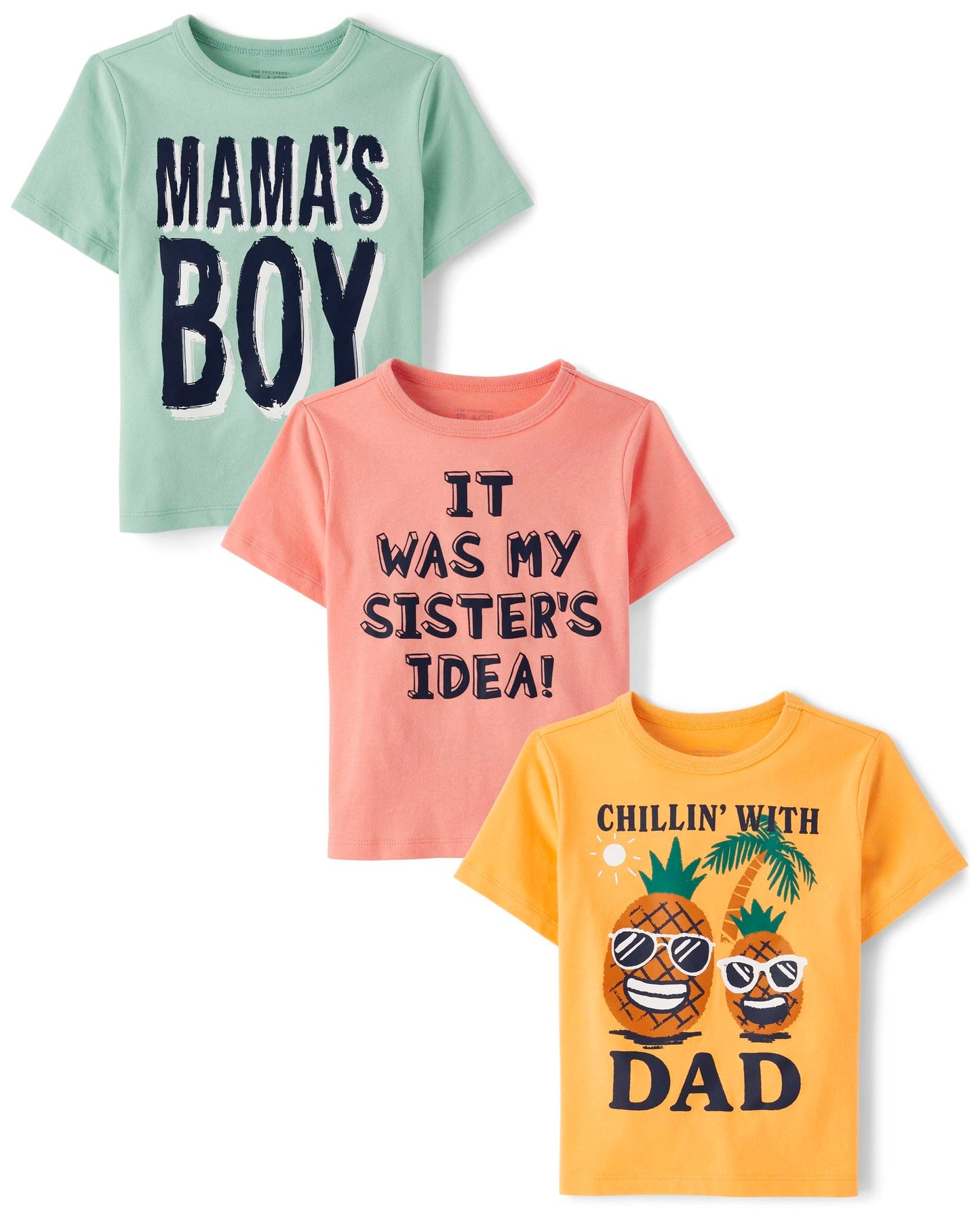 The Children's Place Baby Boys' and Toddler Family,mom,dad,Sibling Short Sleeve Graphic T-Shirts,multipacks