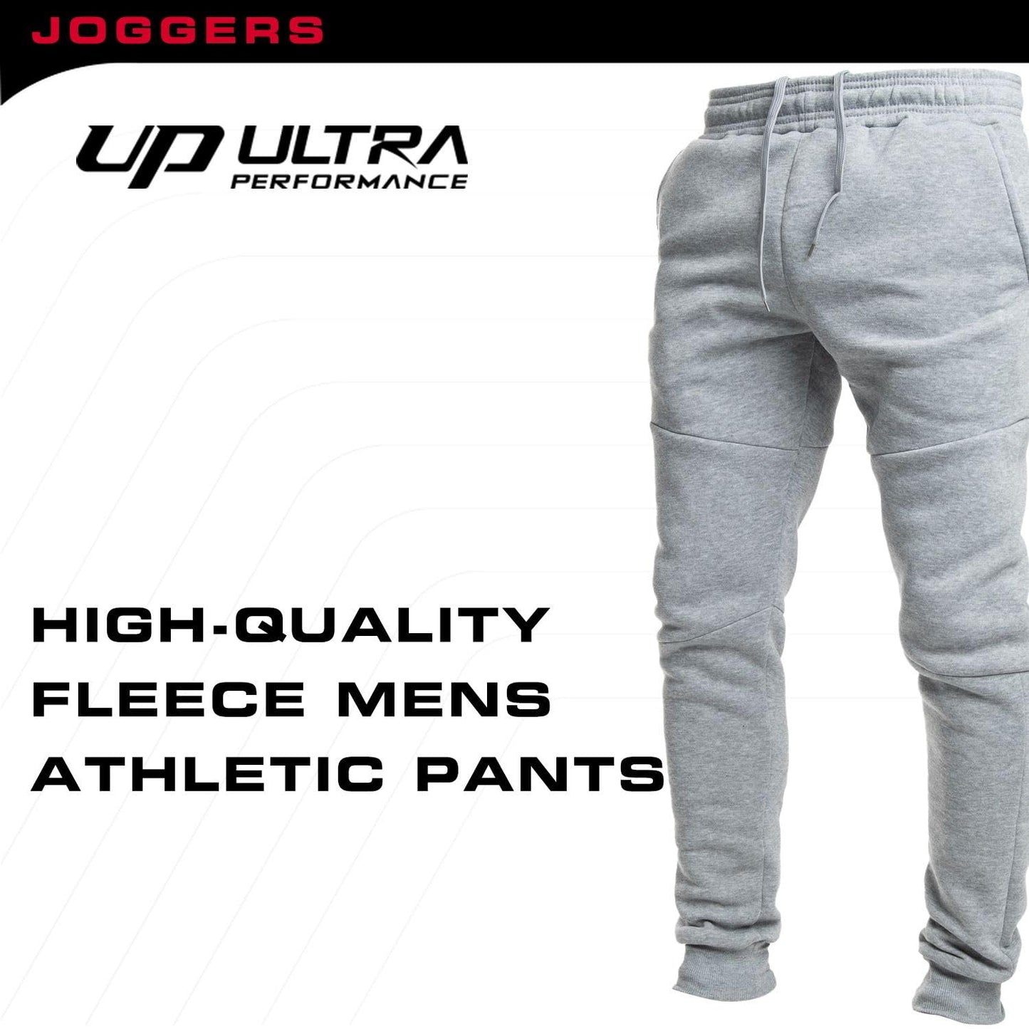 Ultra Performance 3 Pack Fleece Active Tech Joggers for Men, Mens Sweatpants with Zipper Pockets