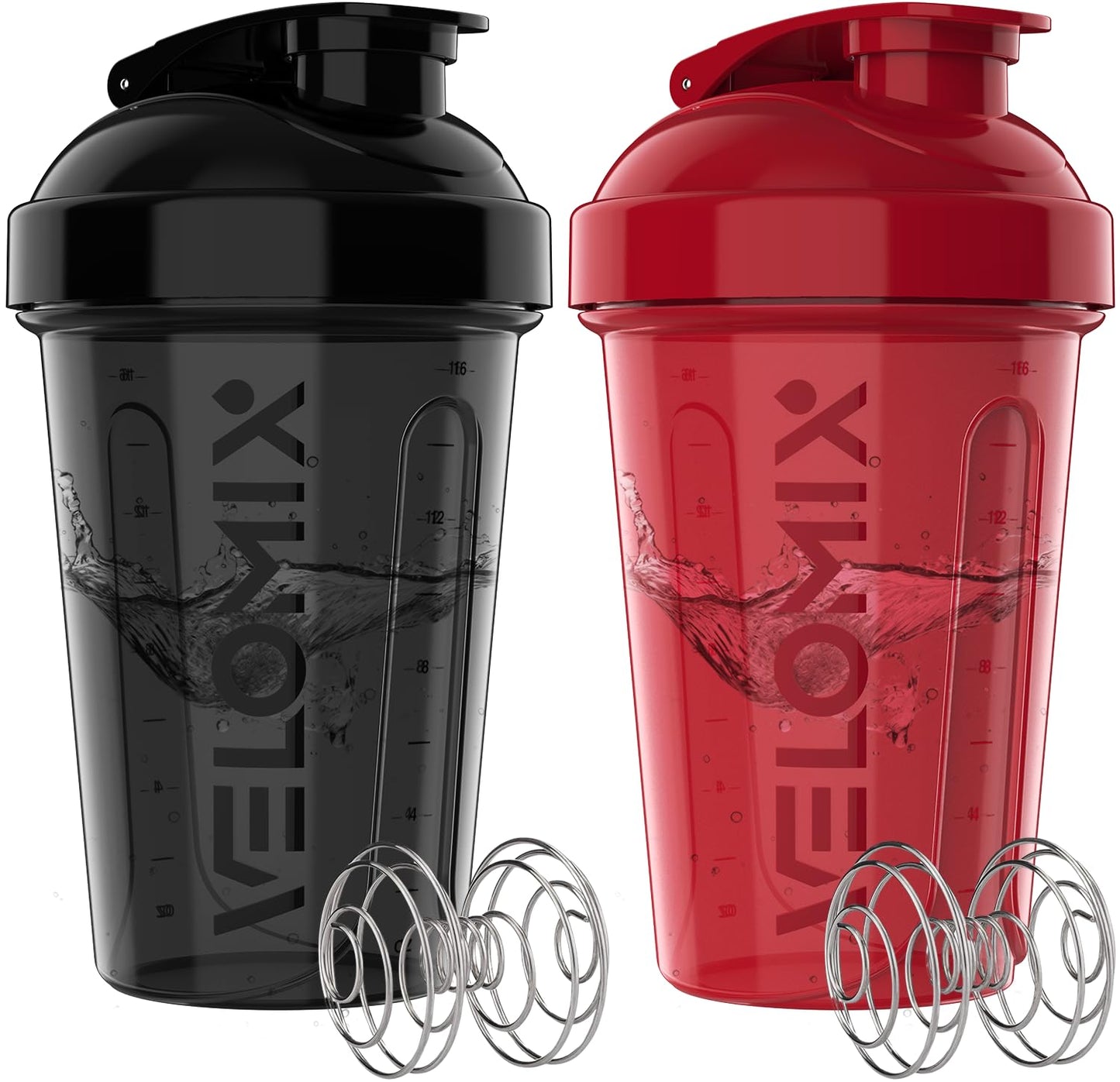 -2 Pack- 20 oz Protein Shaker Bottles for Protein Mixes - 2x Wire Whisk | Leak Proof Shaker Cups for Protein Shakes and Pre Workout | Protein Shaker Bottle Pack | Protein Mixer Cup