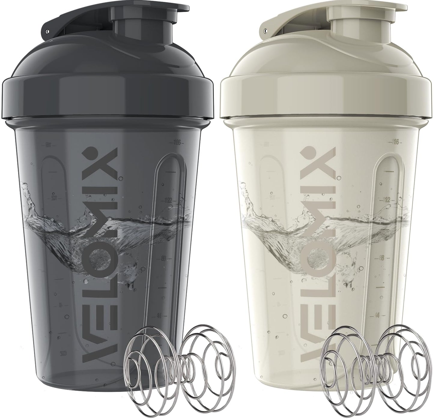 -2 Pack- 20 oz Protein Shaker Bottles for Protein Mixes - 2x Wire Whisk | Leak Proof Shaker Cups for Protein Shakes and Pre Workout | Protein Shaker Bottle Pack | Protein Mixer Cup