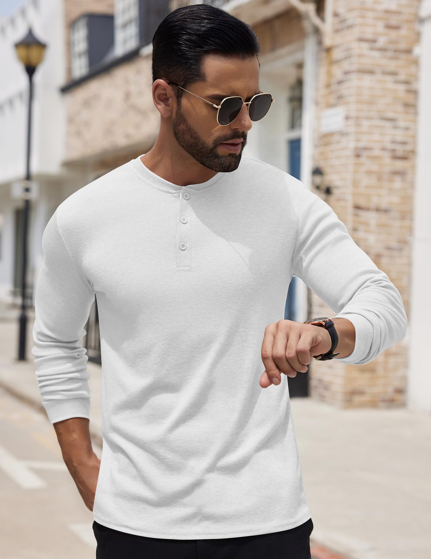 COOFANDY Men's Henley Shirts Long Sleeve Button T-Shirt Lightweight Fashion Casual Pullover Shirt