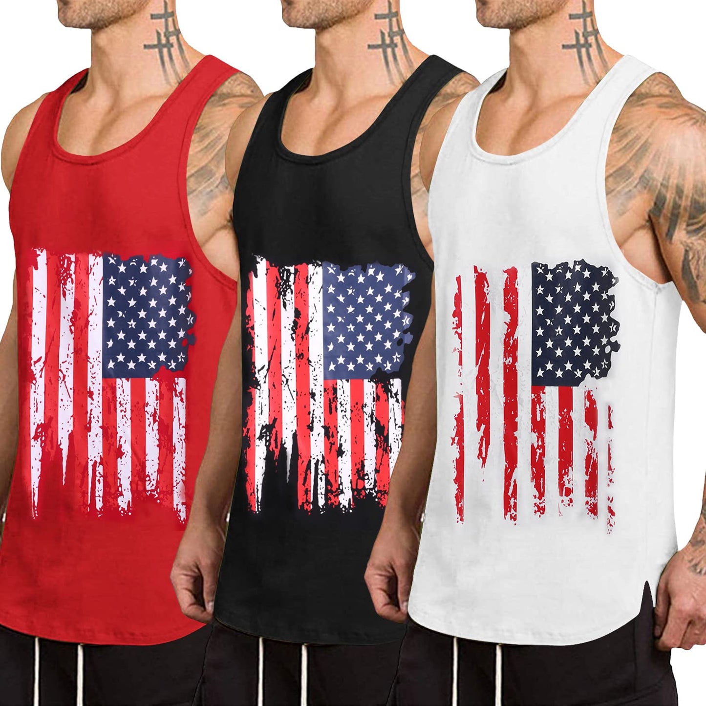 COOFANDY Men's 3 Pack Quick Dry Workout Tank Top Gym Muscle Tee Fitness Bodybuilding Sleeveless T Shirt