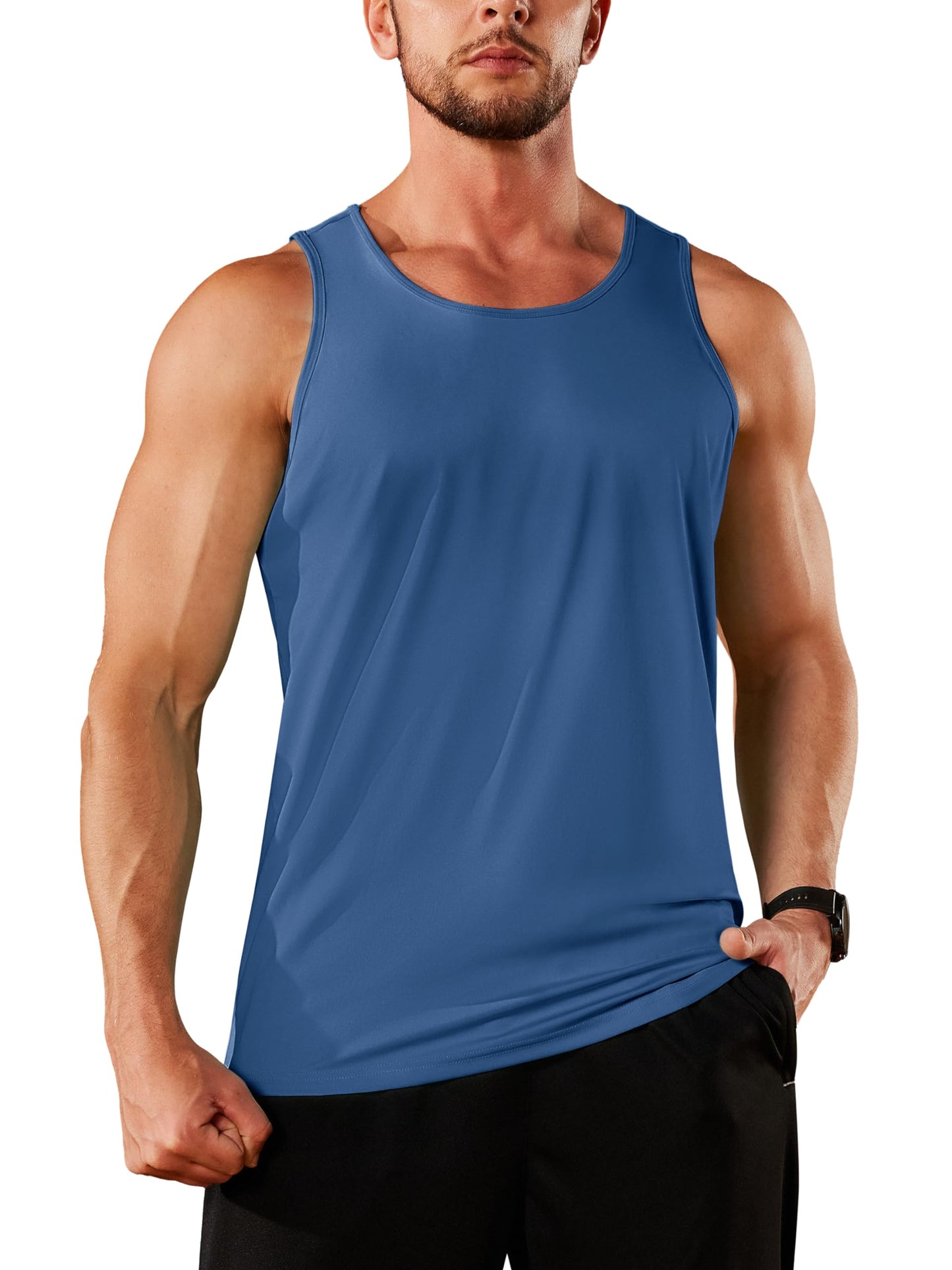 TACVASEN Men's Workout Tank Top Gym Muscle Athletic Summer Swim Sleeveless Shirts UPF 50+ Sun Beach Quick Dry