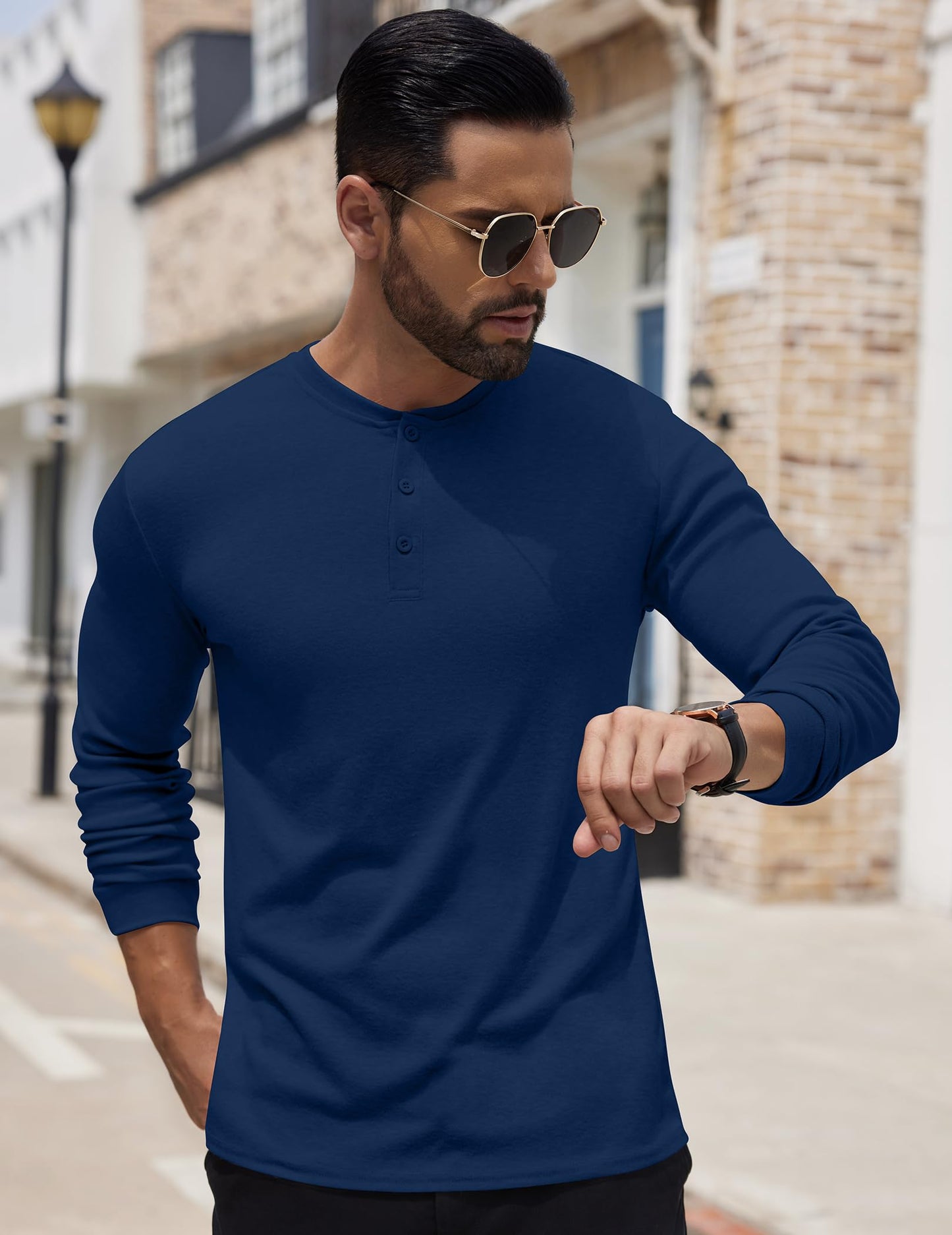 COOFANDY Men's Henley Shirts Long Sleeve Button T-Shirt Lightweight Fashion Casual Pullover Shirt