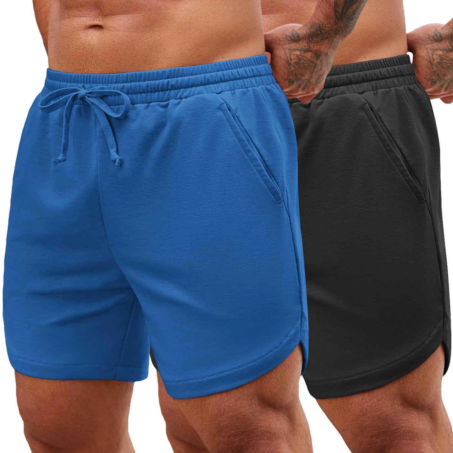 COOFANDY Mens 2 Pack Gym Workout Shorts Muscle Fit Lightweight Training Pants Bodybuilding Sports Jogger with Pockets