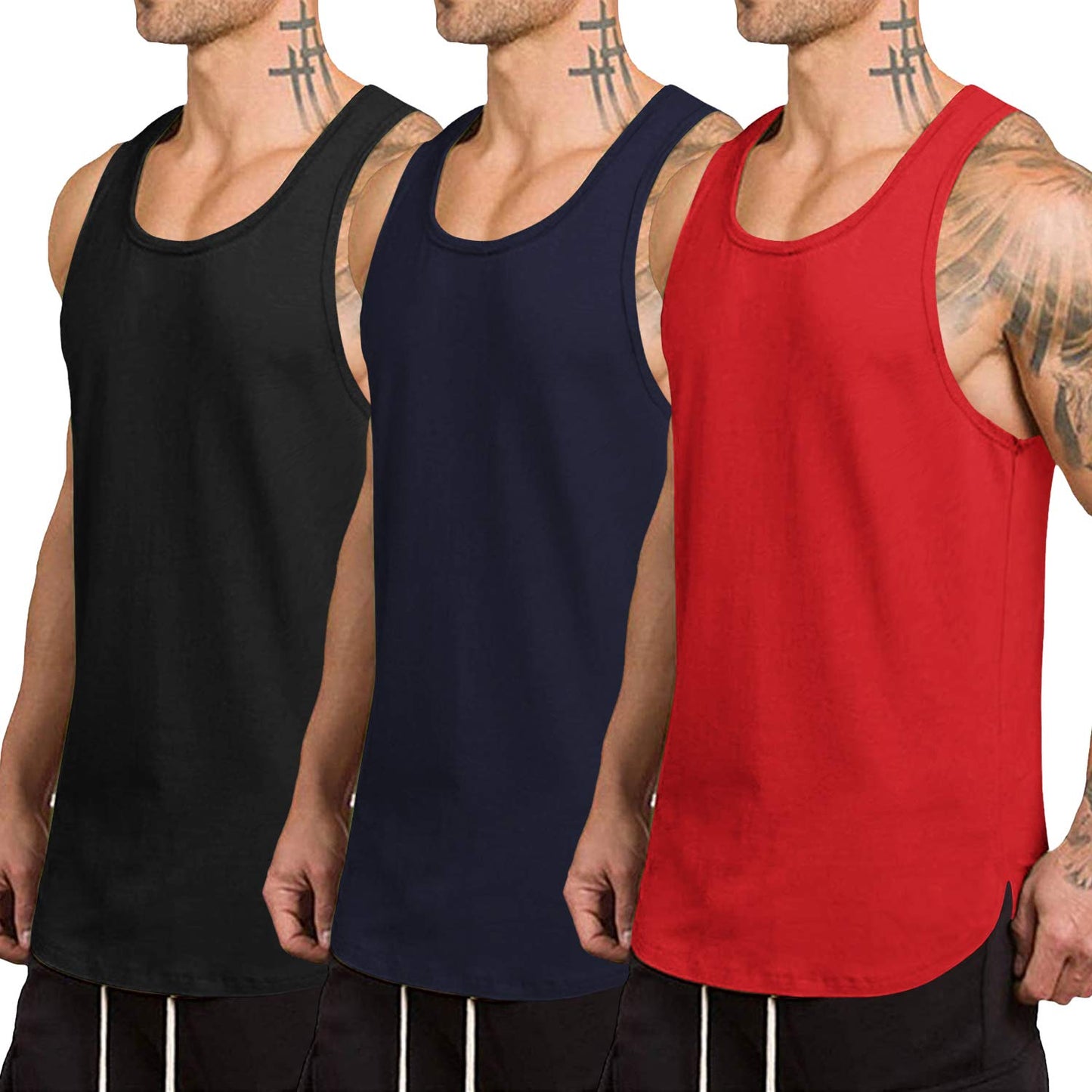 COOFANDY Men's 3 Pack Quick Dry Workout Tank Top Gym Muscle Tee Fitness Bodybuilding Sleeveless T Shirt