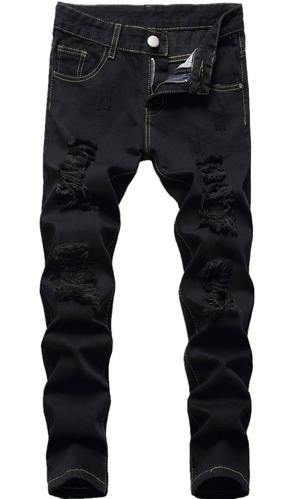 Boy's Skinny Fit Ripped Destroyed Distressed Stretch Slim Jeans Pants