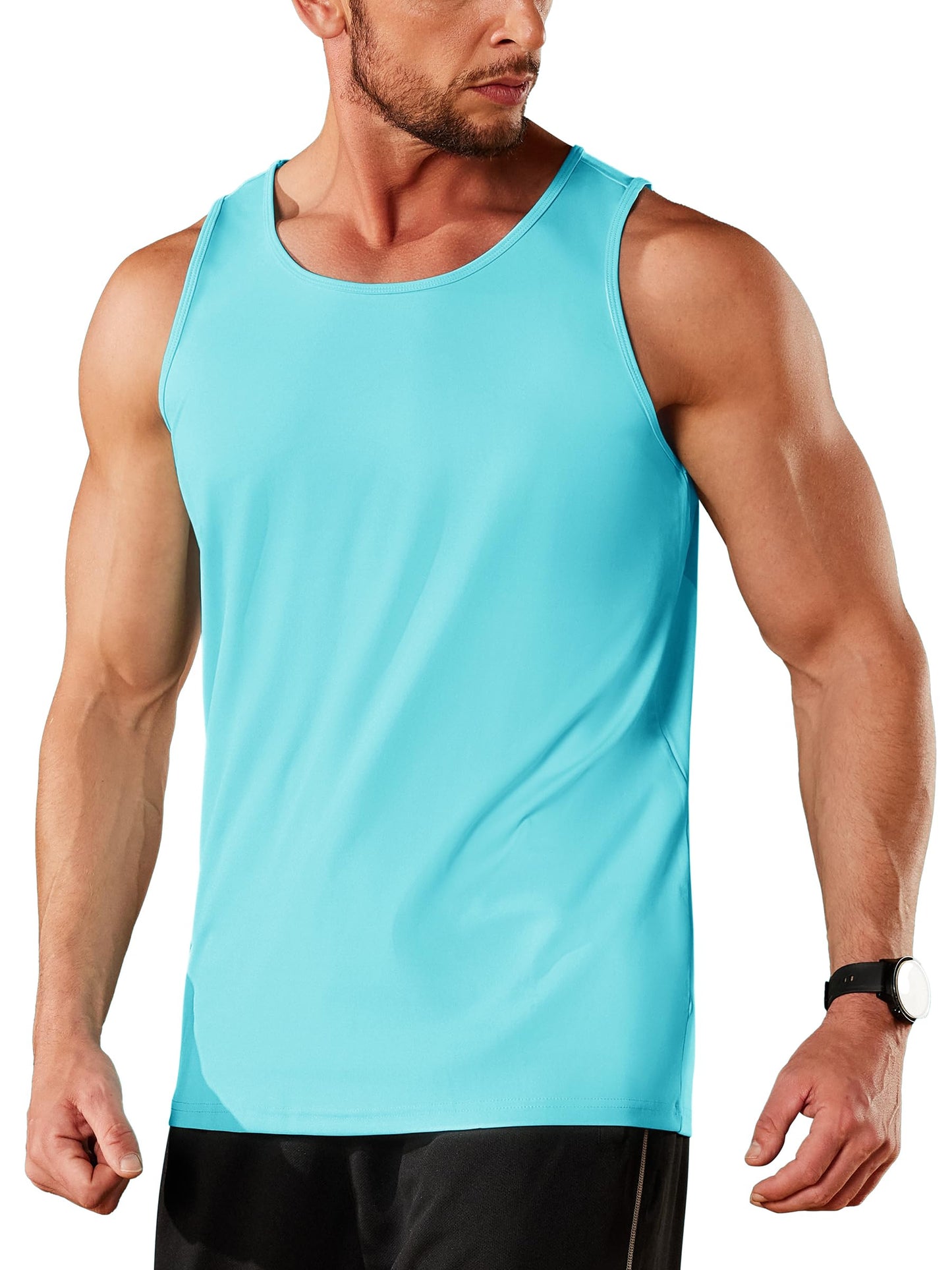 TACVASEN Men's Workout Tank Top Gym Muscle Athletic Summer Swim Sleeveless Shirts UPF 50+ Sun Beach Quick Dry