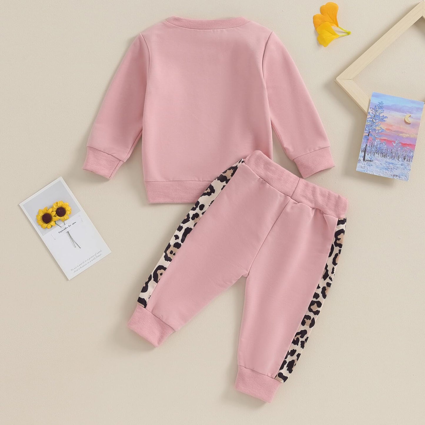 Kupretty Baby Girl Fall Winter Clothes Toddler Outfit Letters Graphic Crewneck Sweatshirts + Joggers Pants Set