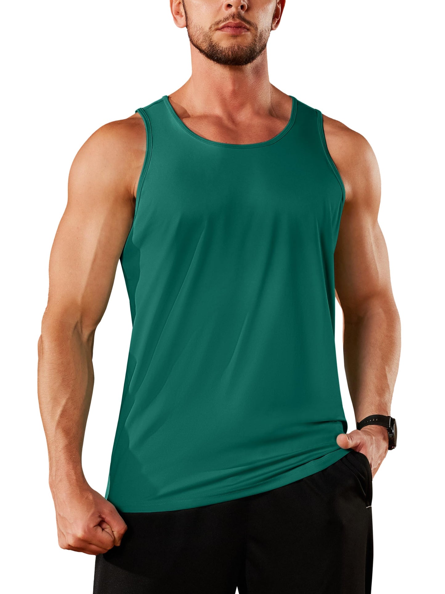 TACVASEN Men's Workout Tank Top Gym Muscle Athletic Summer Swim Sleeveless Shirts UPF 50+ Sun Beach Quick Dry