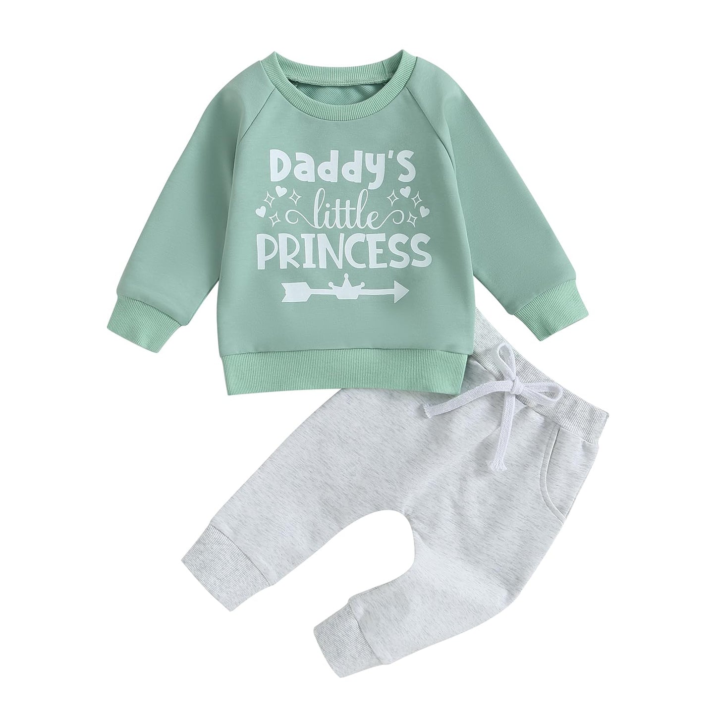 BeQeuewll Baby Girl Valentines Outfit Long Sleeve Heart Print Sweatshirt Jogger Pants 2Pcs Baby Girls Valentine Clothes