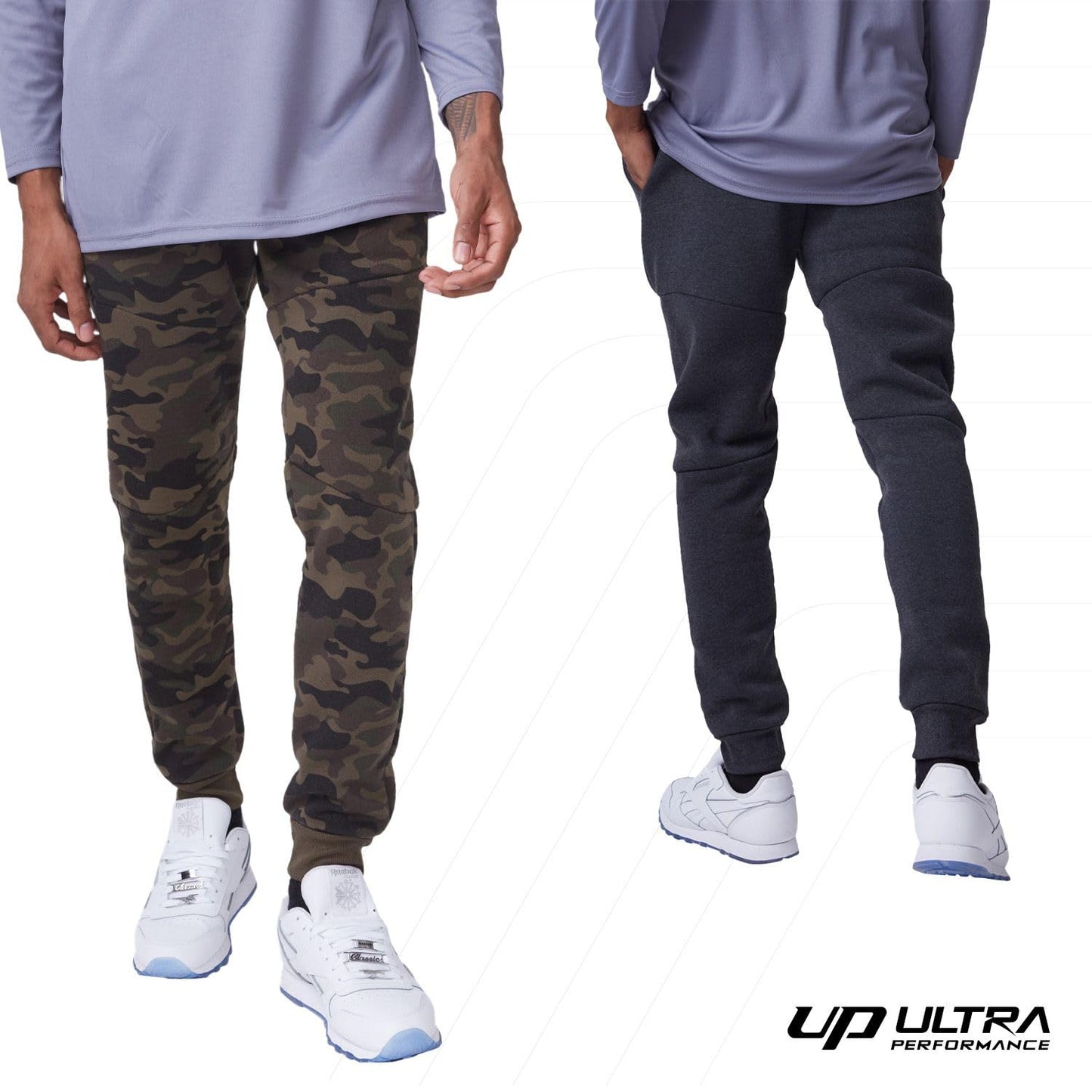 Ultra Performance 3 Pack Fleece Active Tech Joggers for Men, Mens Sweatpants with Zipper Pockets