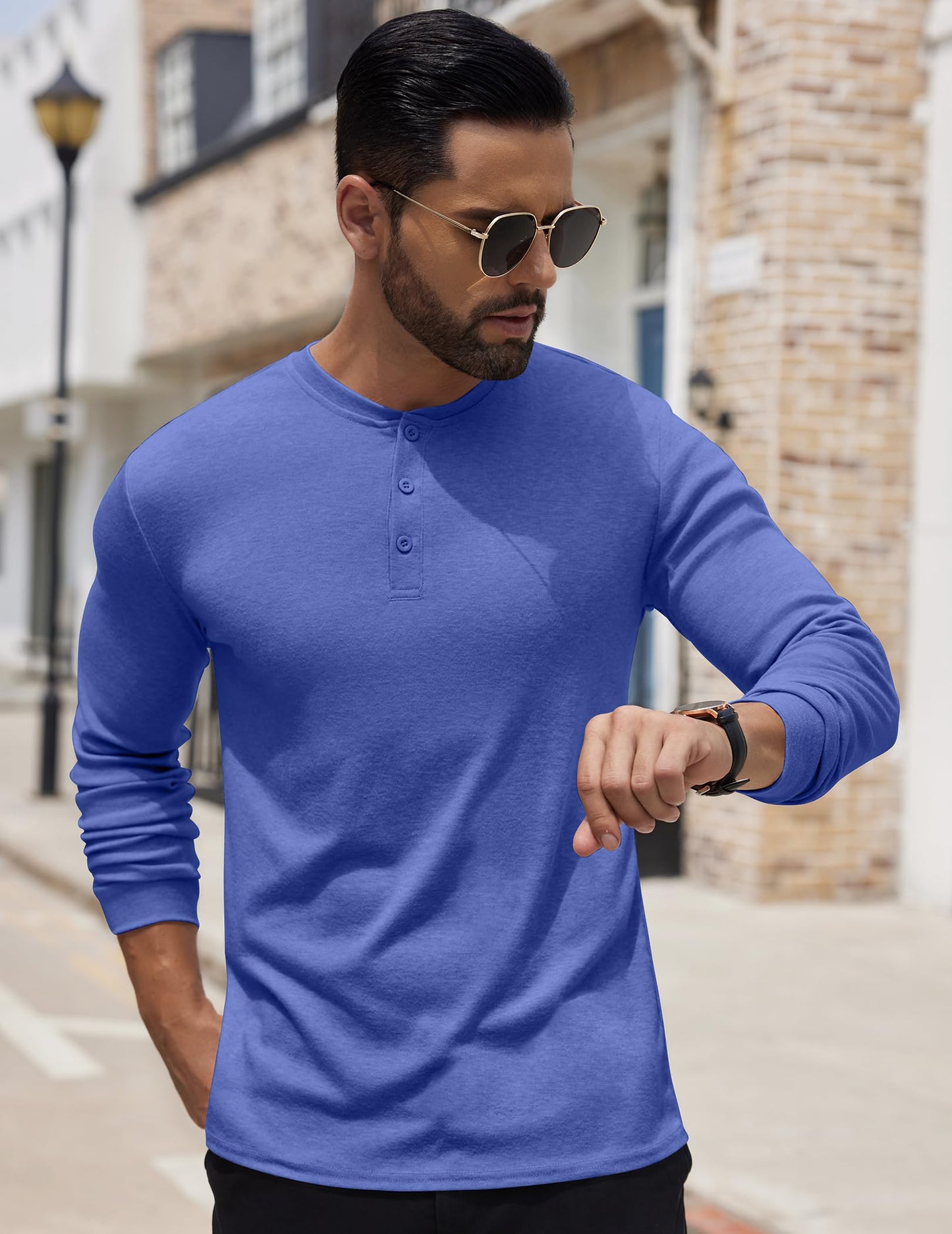 COOFANDY Men's Henley Shirts Long Sleeve Button T-Shirt Lightweight Fashion Casual Pullover Shirt