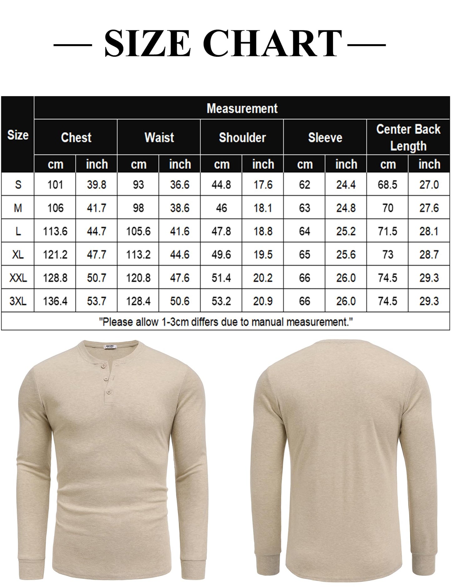 COOFANDY Men's Henley Shirts Long Sleeve Button T-Shirt Lightweight Fashion Casual Pullover Shirt