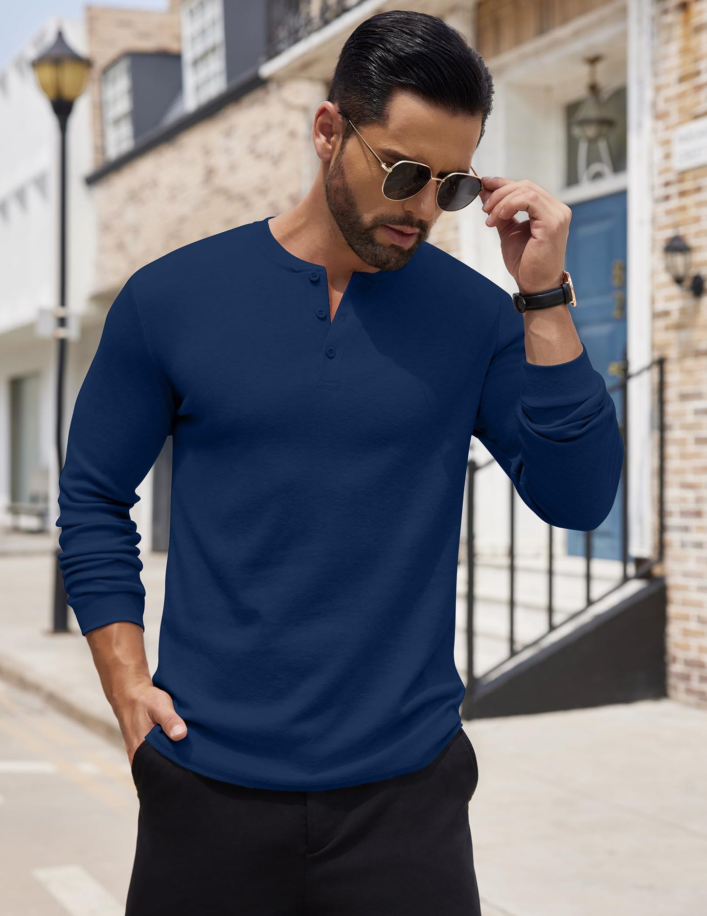 COOFANDY Men's Henley Shirts Long Sleeve Button T-Shirt Lightweight Fashion Casual Pullover Shirt