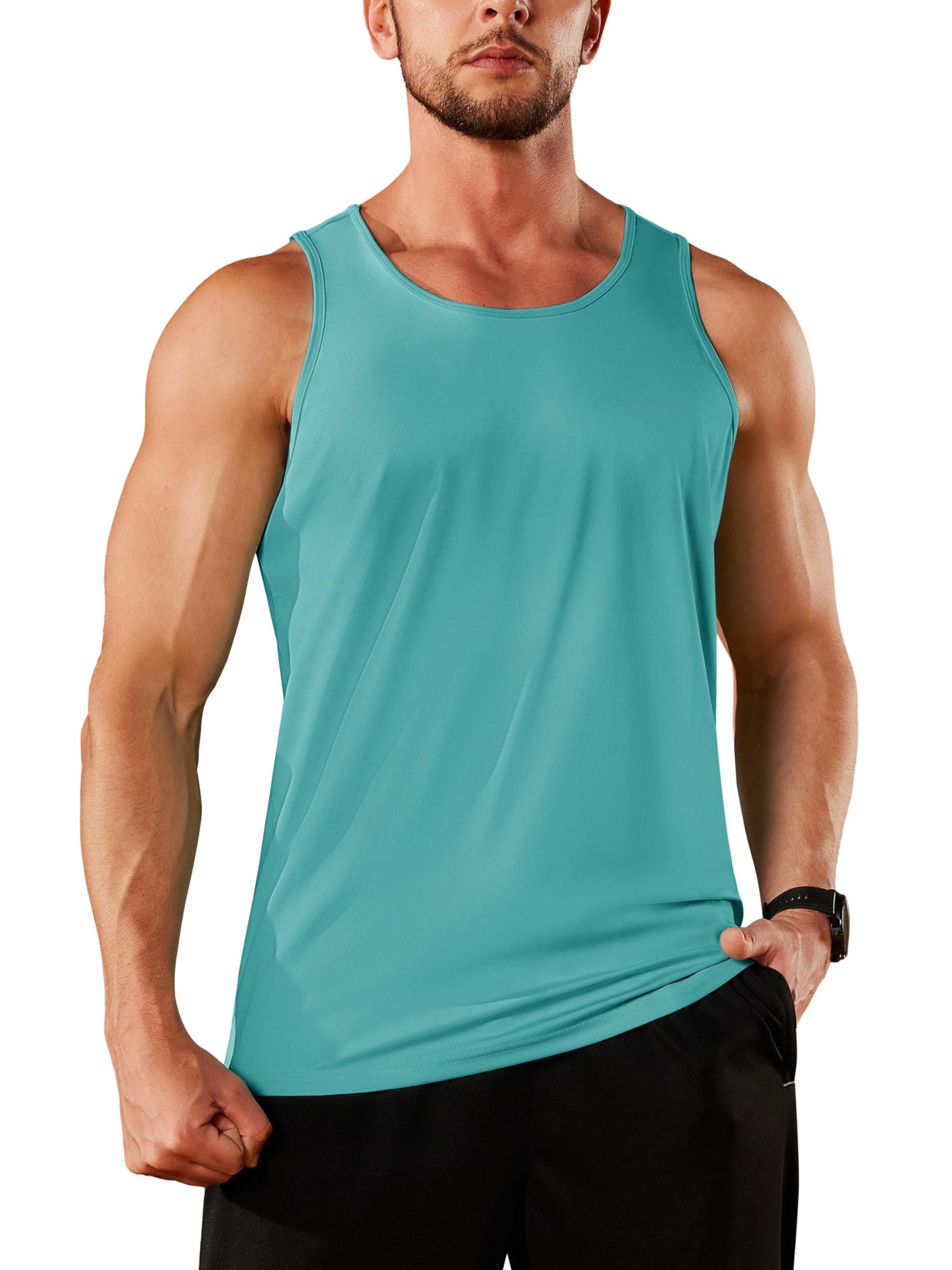 TACVASEN Men's Workout Tank Top Gym Muscle Athletic Summer Swim Sleeveless Shirts UPF 50+ Sun Beach Quick Dry