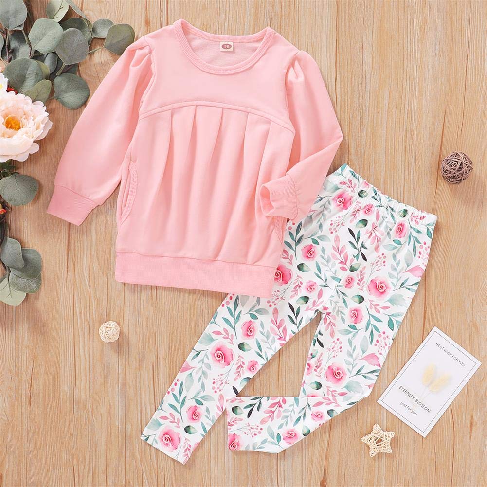 Ritatte Toddler Girls Clothes Winter Warm Long Sleeve Tops Long Pants Suit Kids Soft Cotton Fall Outfits 2Pcs Set