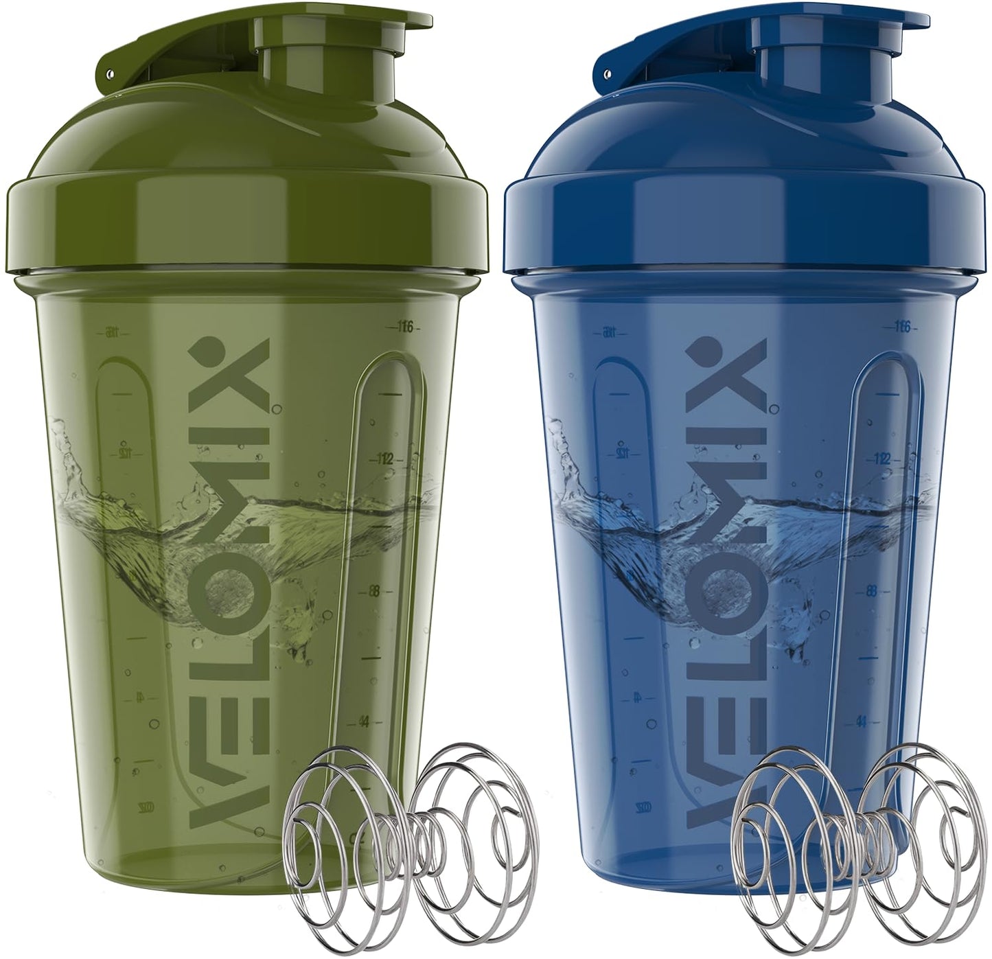 -2 Pack- 20 oz Protein Shaker Bottles for Protein Mixes - 2x Wire Whisk | Leak Proof Shaker Cups for Protein Shakes and Pre Workout | Protein Shaker Bottle Pack | Protein Mixer Cup