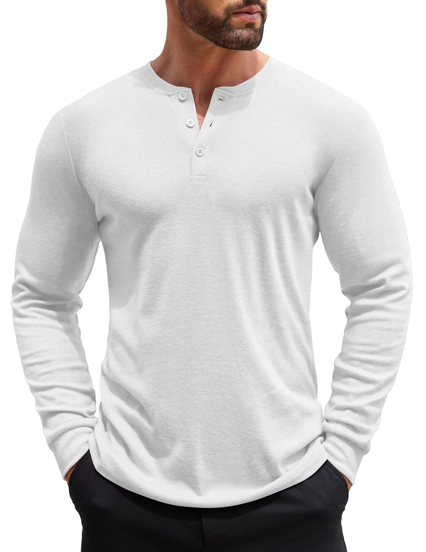 COOFANDY Men's Henley Shirts Long Sleeve Button T-Shirt Lightweight Fashion Casual Pullover Shirt