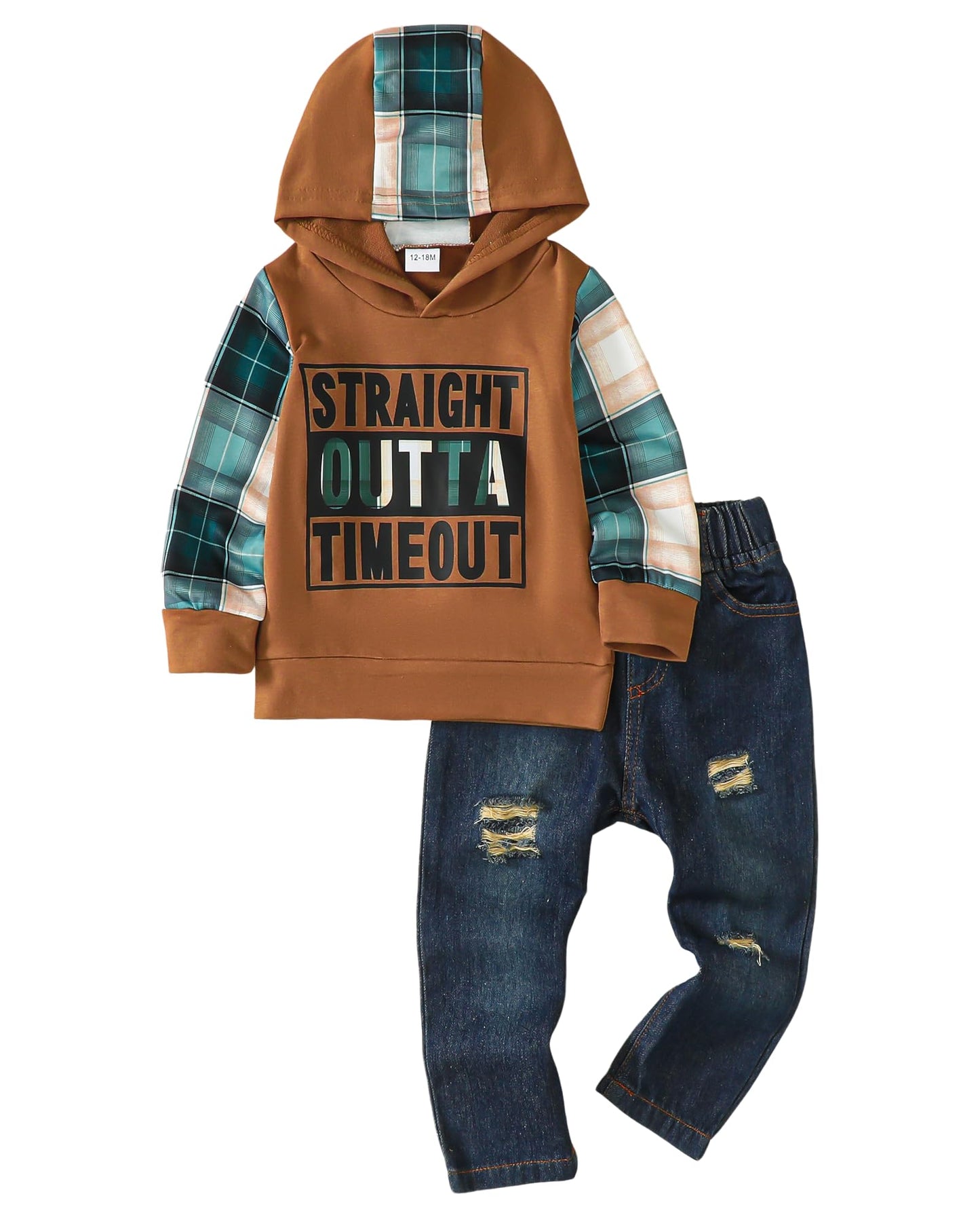 Toddler Boy Clothes Baby Boy Outfit Letter Prints Hoodies Top Ripped Jeans Cute Boys Clothing Set Fall Winter