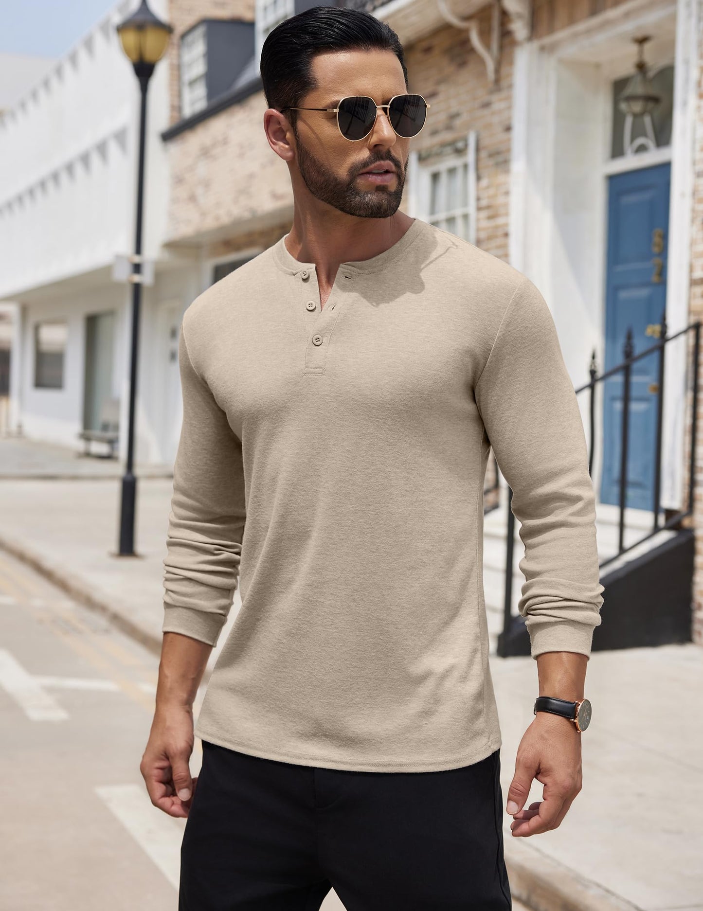 COOFANDY Men's Henley Shirts Long Sleeve Button T-Shirt Lightweight Fashion Casual Pullover Shirt