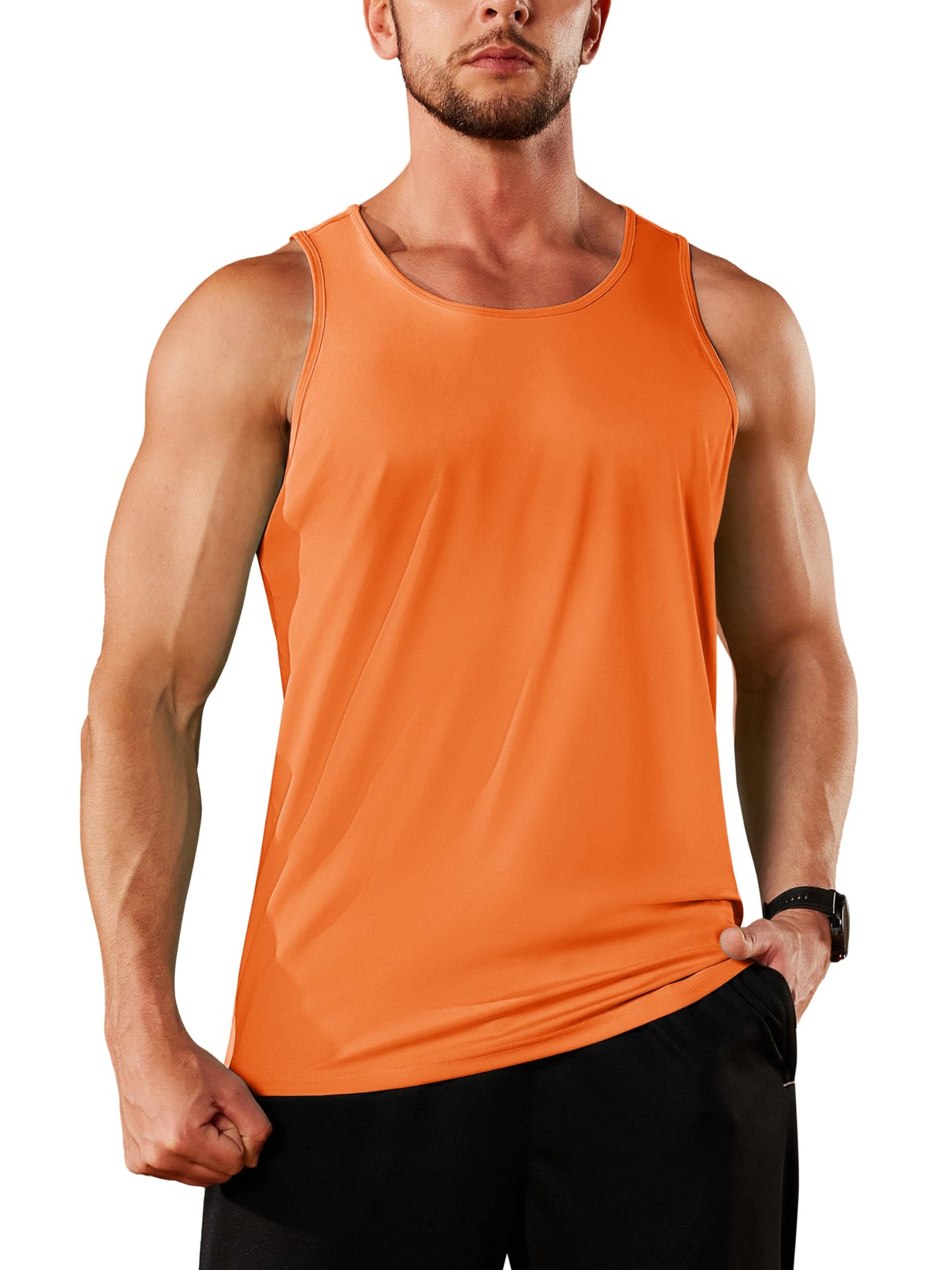 TACVASEN Men's Workout Tank Top Gym Muscle Athletic Summer Swim Sleeveless Shirts UPF 50+ Sun Beach Quick Dry