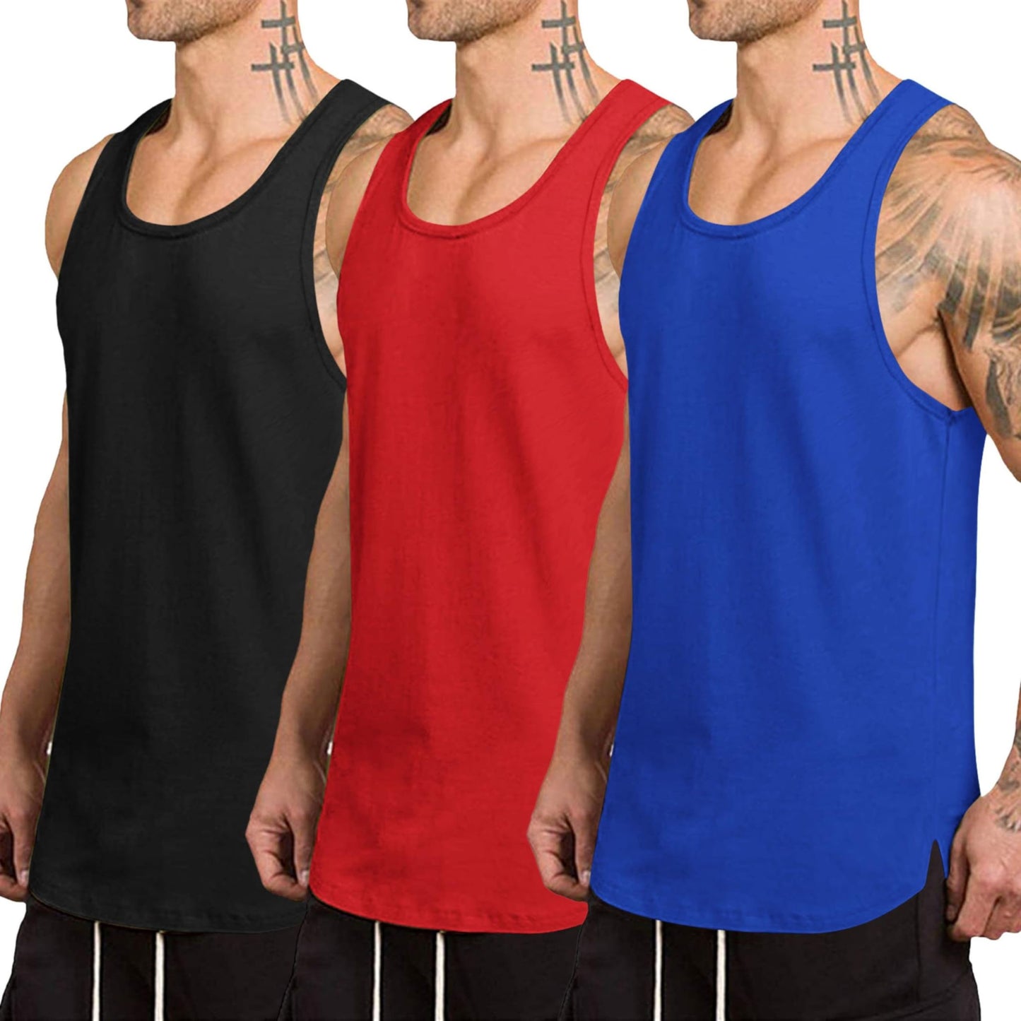 COOFANDY Men's 3 Pack Quick Dry Workout Tank Top Gym Muscle Tee Fitness Bodybuilding Sleeveless T Shirt