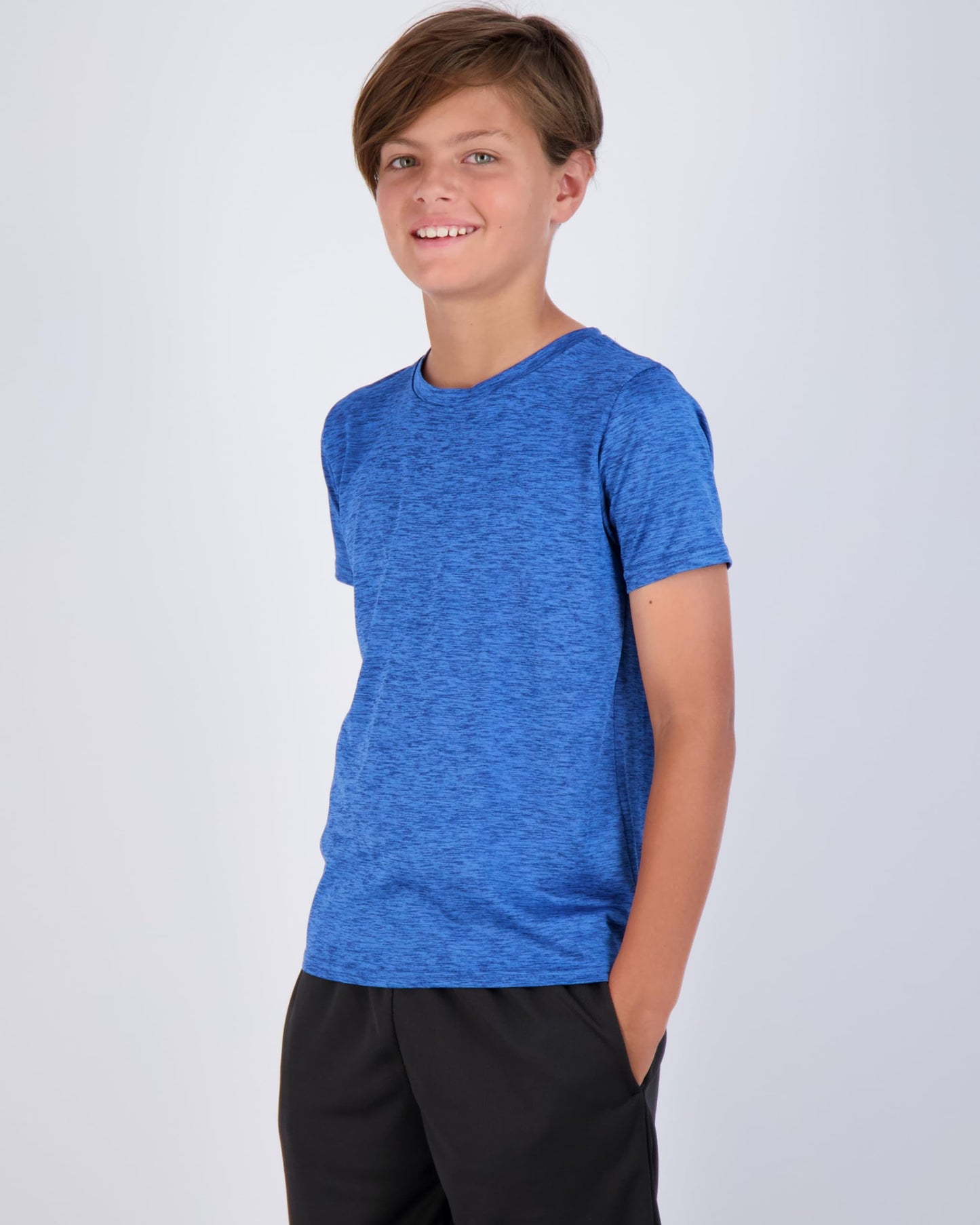 Real Essentials 5 Pack: Youth Dry-Fit Wicking Active Athletic Performance Short Sleeve T-Shirt Boys & Girls Shirts