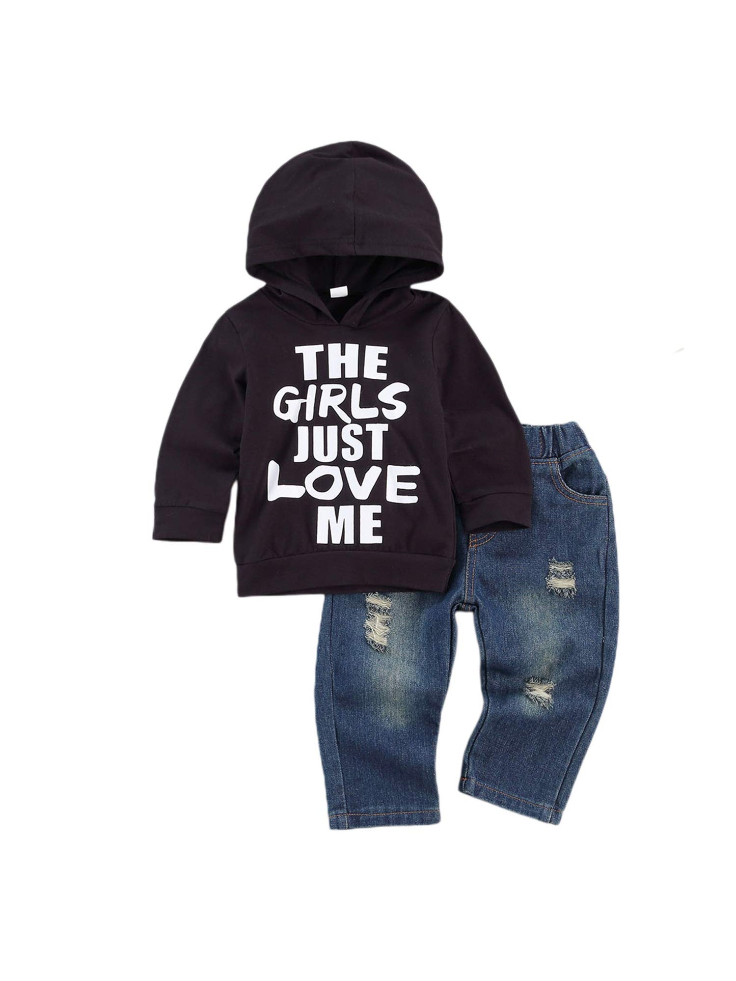 fhutpw Toddler Baby Boy Outfits Hoodie Sweatshirts & Jeans Clothes Set Fall Winter 6 9 12 18 24 Months