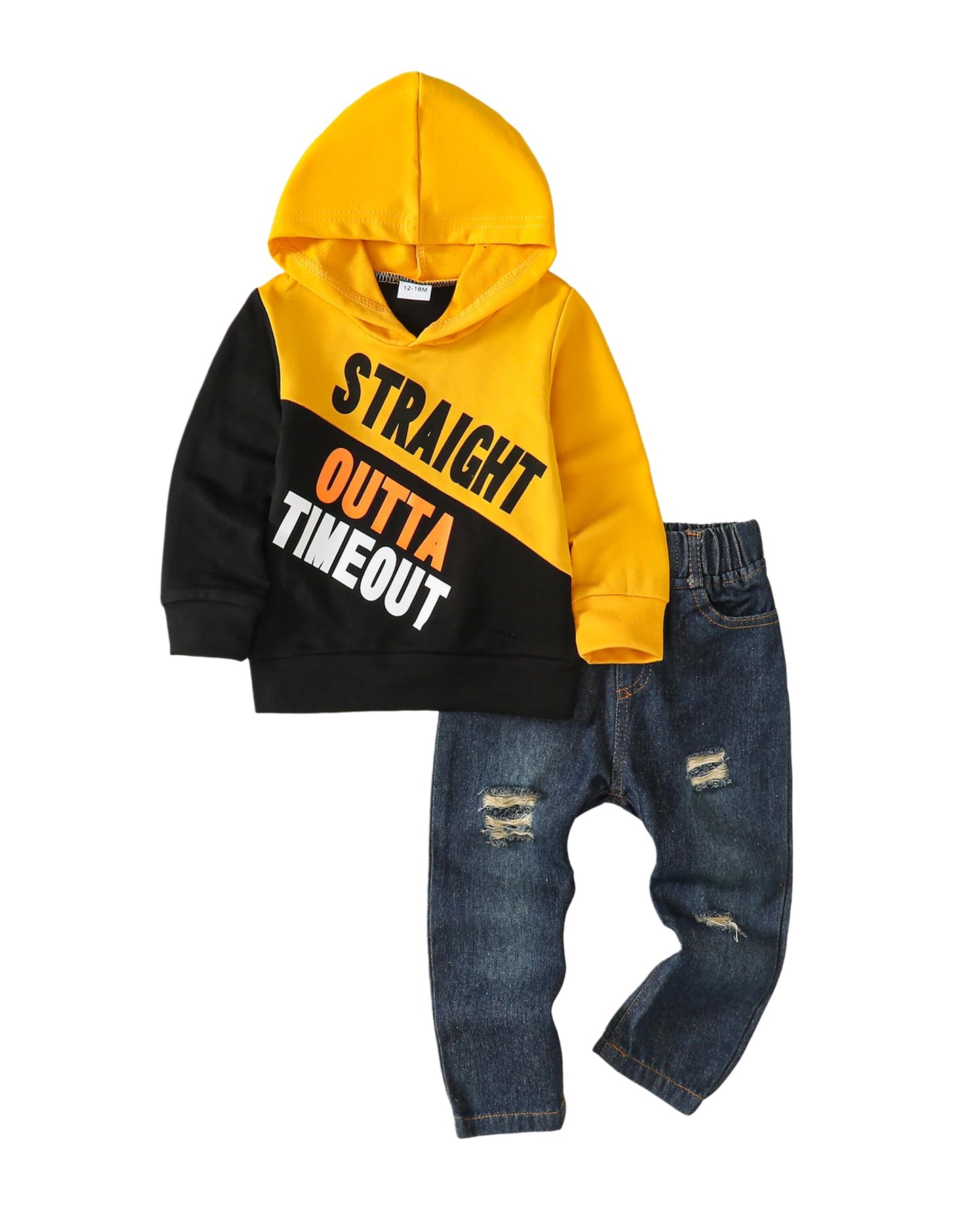 Toddler Boy Clothes Baby Boy Outfit Letter Prints Hoodies Top Ripped Jeans Cute Boys Clothing Set Fall Winter