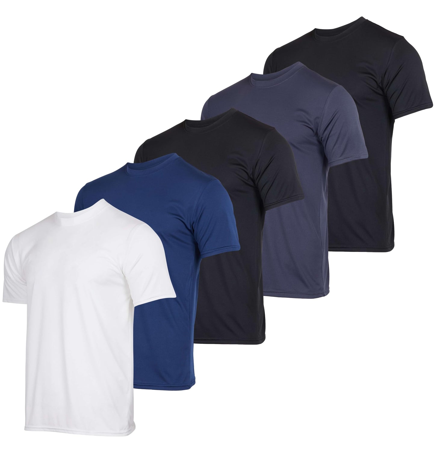 Real Essentials 5 Pack: Youth Dry-Fit Wicking Active Athletic Performance Short Sleeve T-Shirt Boys & Girls Shirts