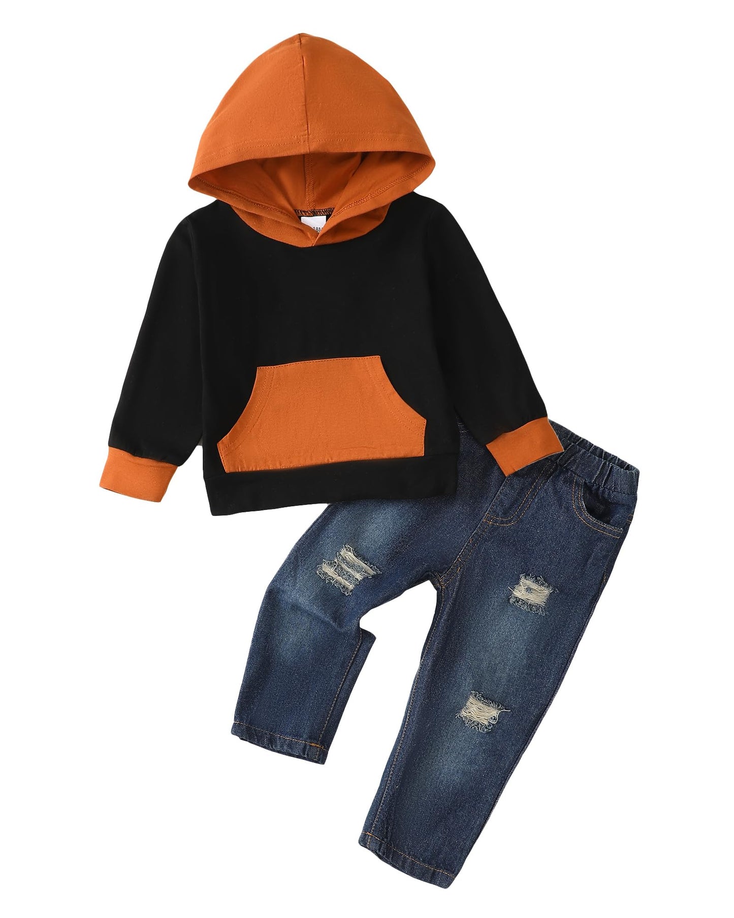 Toddler Boy Clothes Baby Boy Outfit Letter Prints Hoodies Top Ripped Jeans Cute Boys Clothing Set Fall Winter