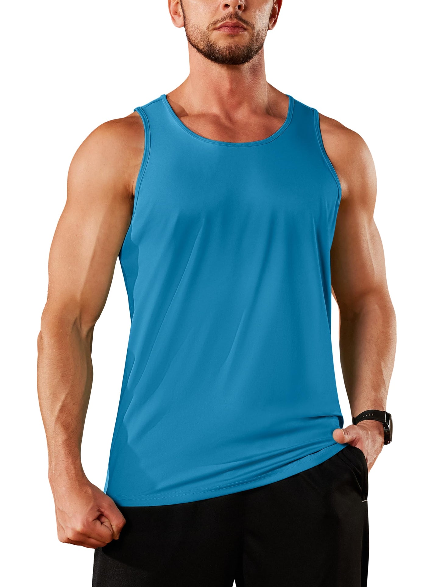 TACVASEN Men's Workout Tank Top Gym Muscle Athletic Summer Swim Sleeveless Shirts UPF 50+ Sun Beach Quick Dry