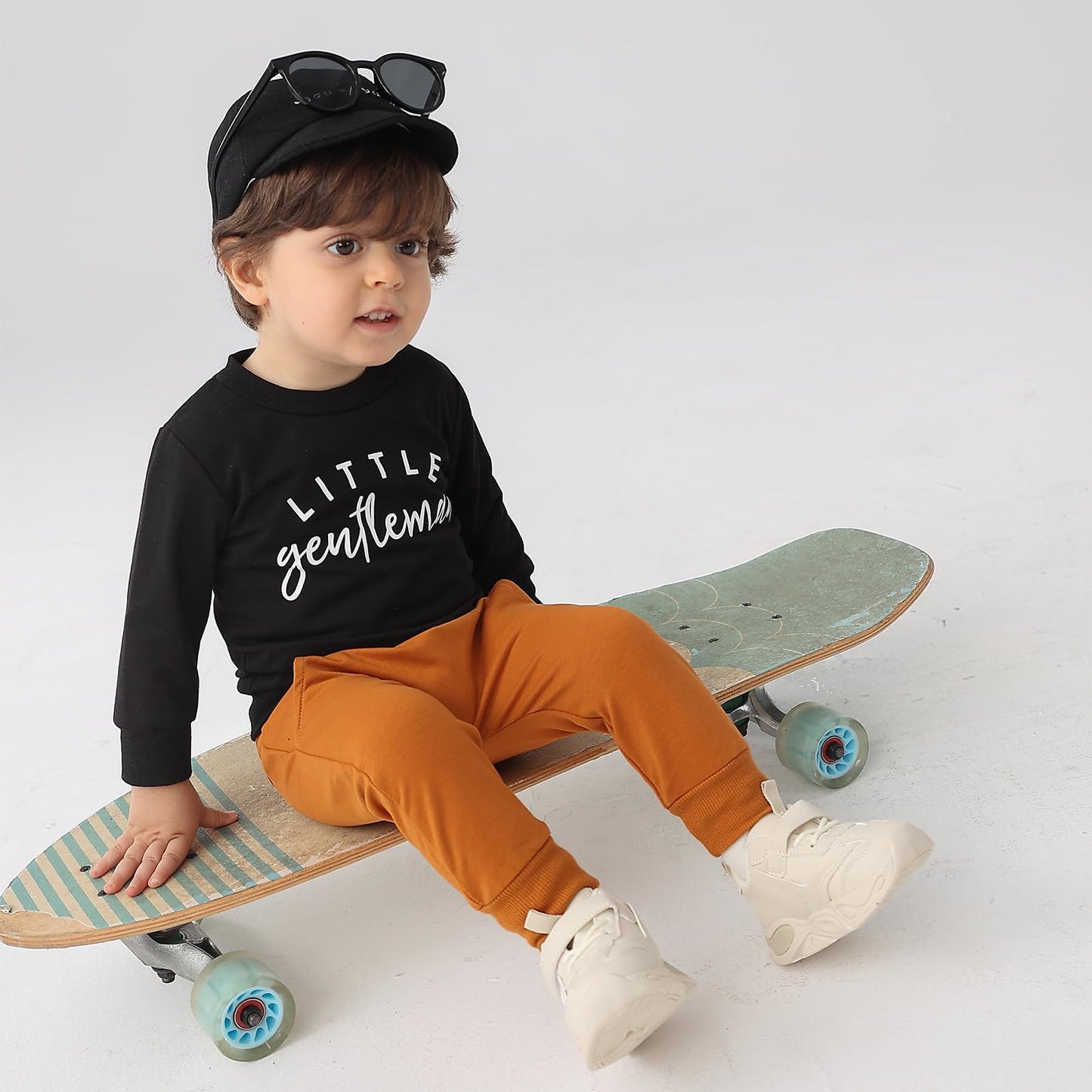 Toddler Baby Boy Sweatshirt Clothes Letter Print Long Sleeve Top+Solid Jogger Pants Infant Casual Outfits Set