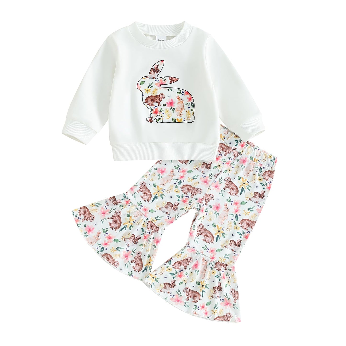 Toddler Kids Girls Clothes Sets Cow Print Long Sleeve Sweatshirt Pullover Flare Pants 2Pcs Fall Winter Outfits