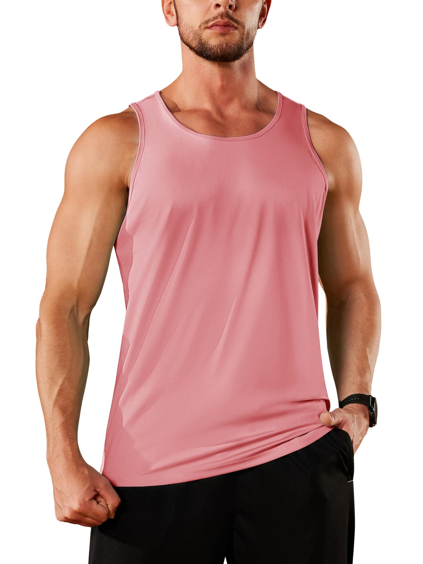 TACVASEN Men's Workout Tank Top Gym Muscle Athletic Summer Swim Sleeveless Shirts UPF 50+ Sun Beach Quick Dry